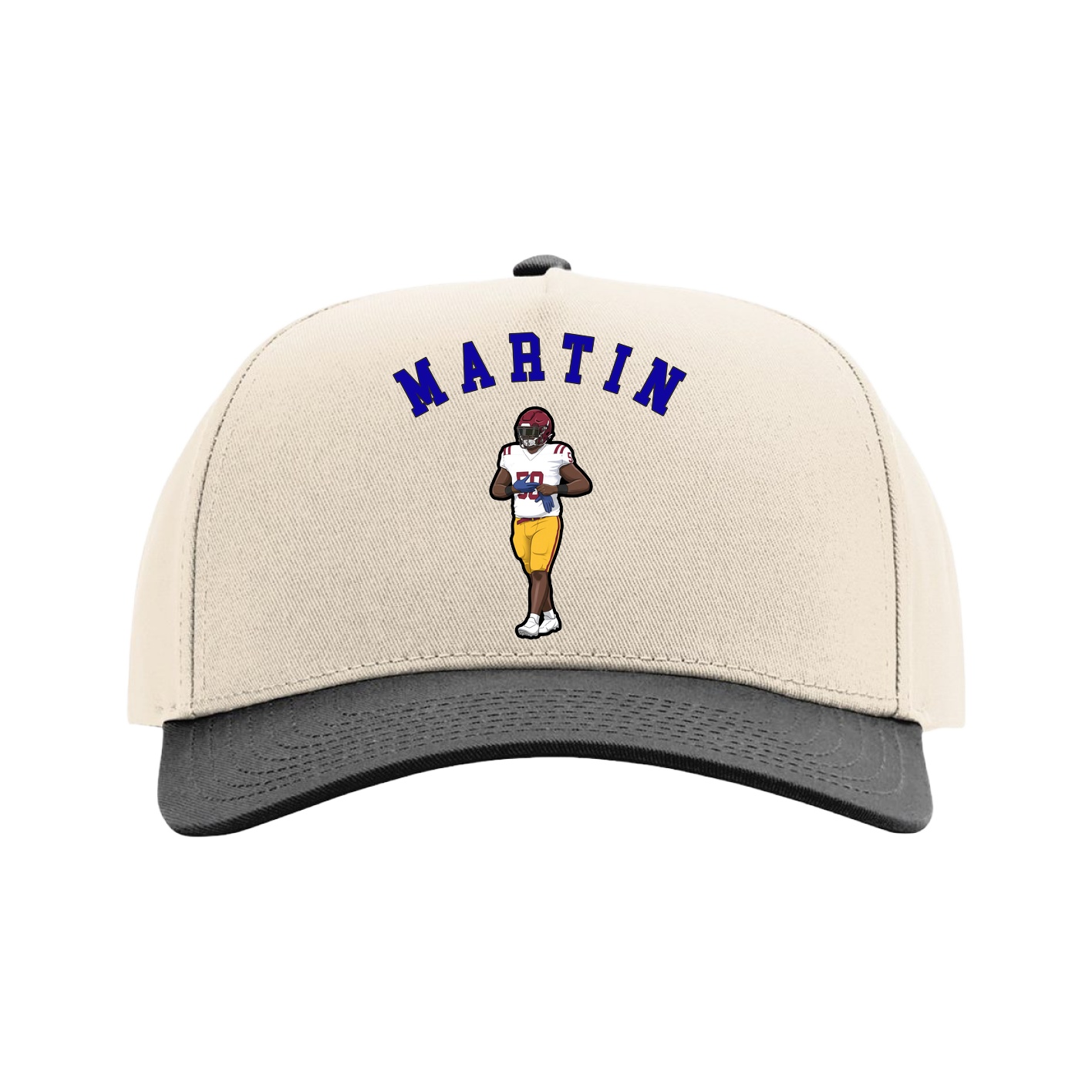 Full Fabric Five-Panel Champ Cap — Shirsey Arch in Cream/Black