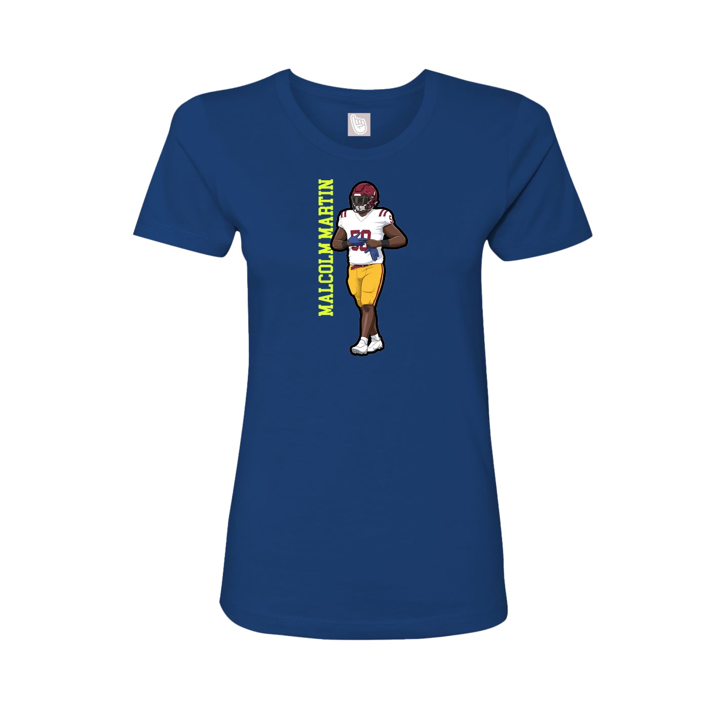 Fitted Women's Tee — Name Vertical in Royal