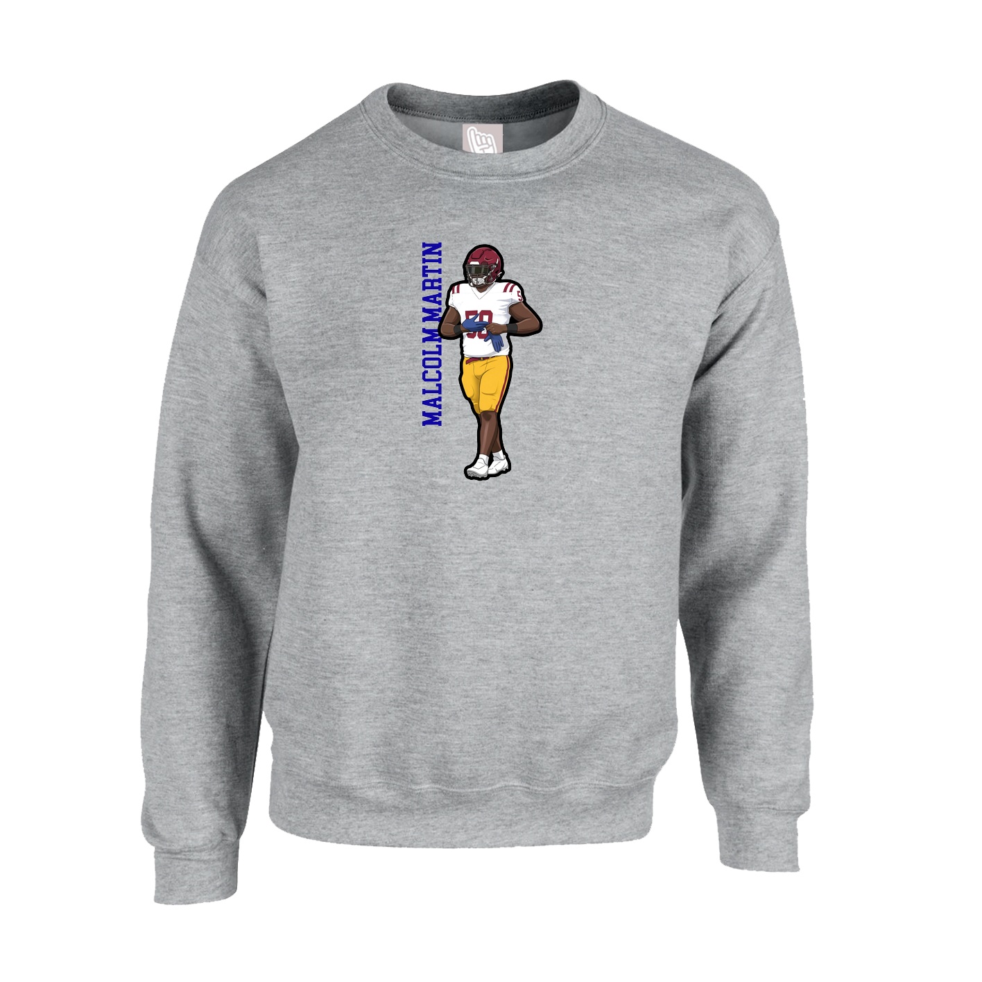 Fleece Crew — Name Vertical in Grey