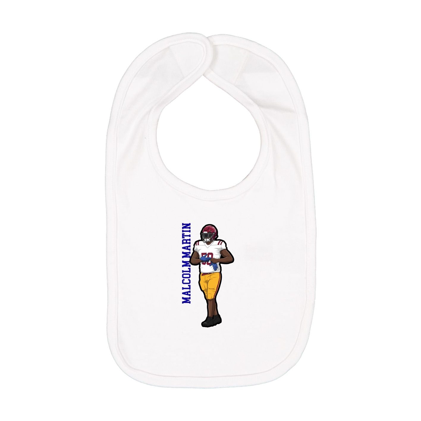Infant Bib — Name Vertical in White