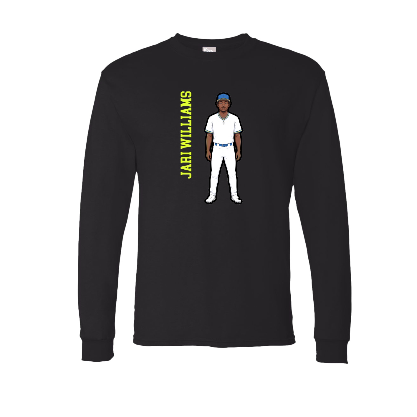 Long Sleeve Tee — Name Vertical in Black