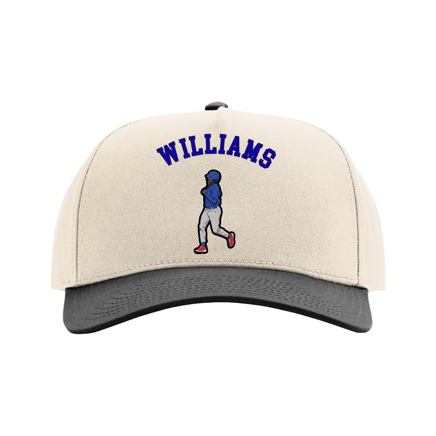 Full Fabric Five-Panel Champ Cap — Shirsey Arch in Cream/Black