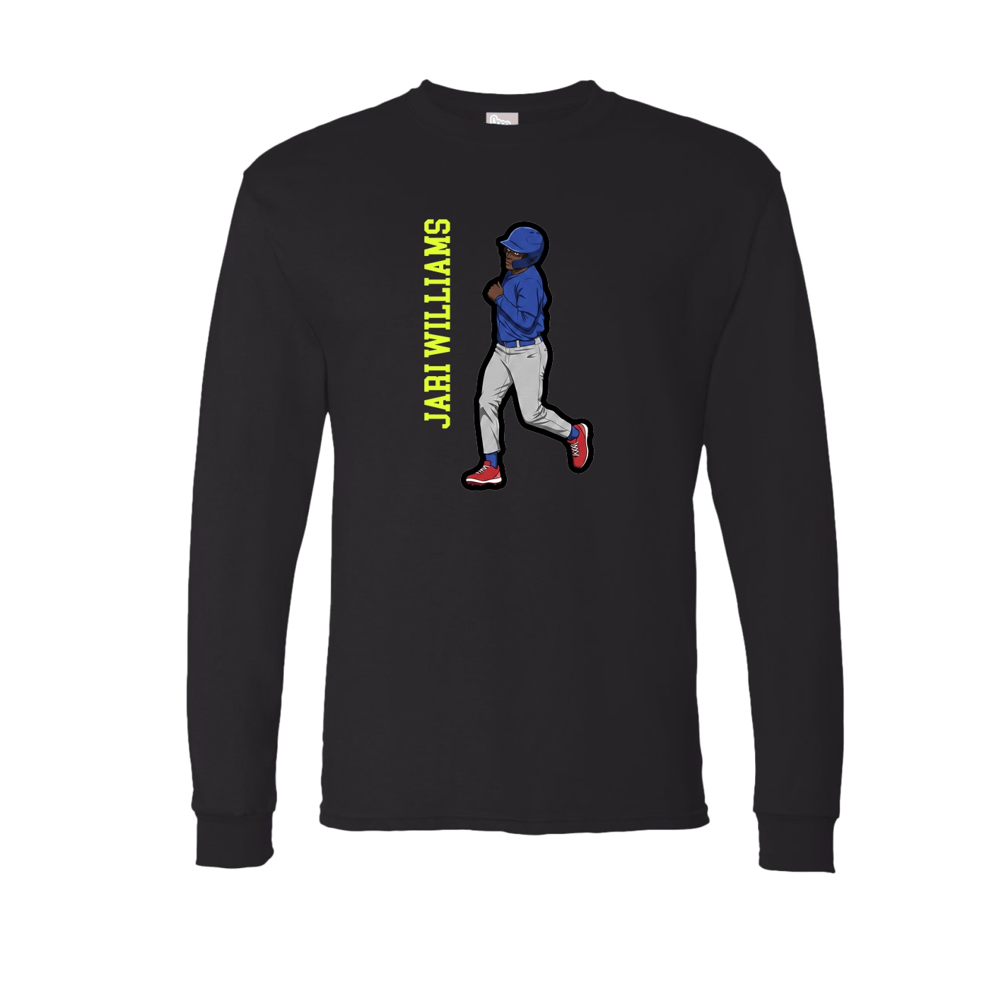Long Sleeve Tee — Name Vertical in Black