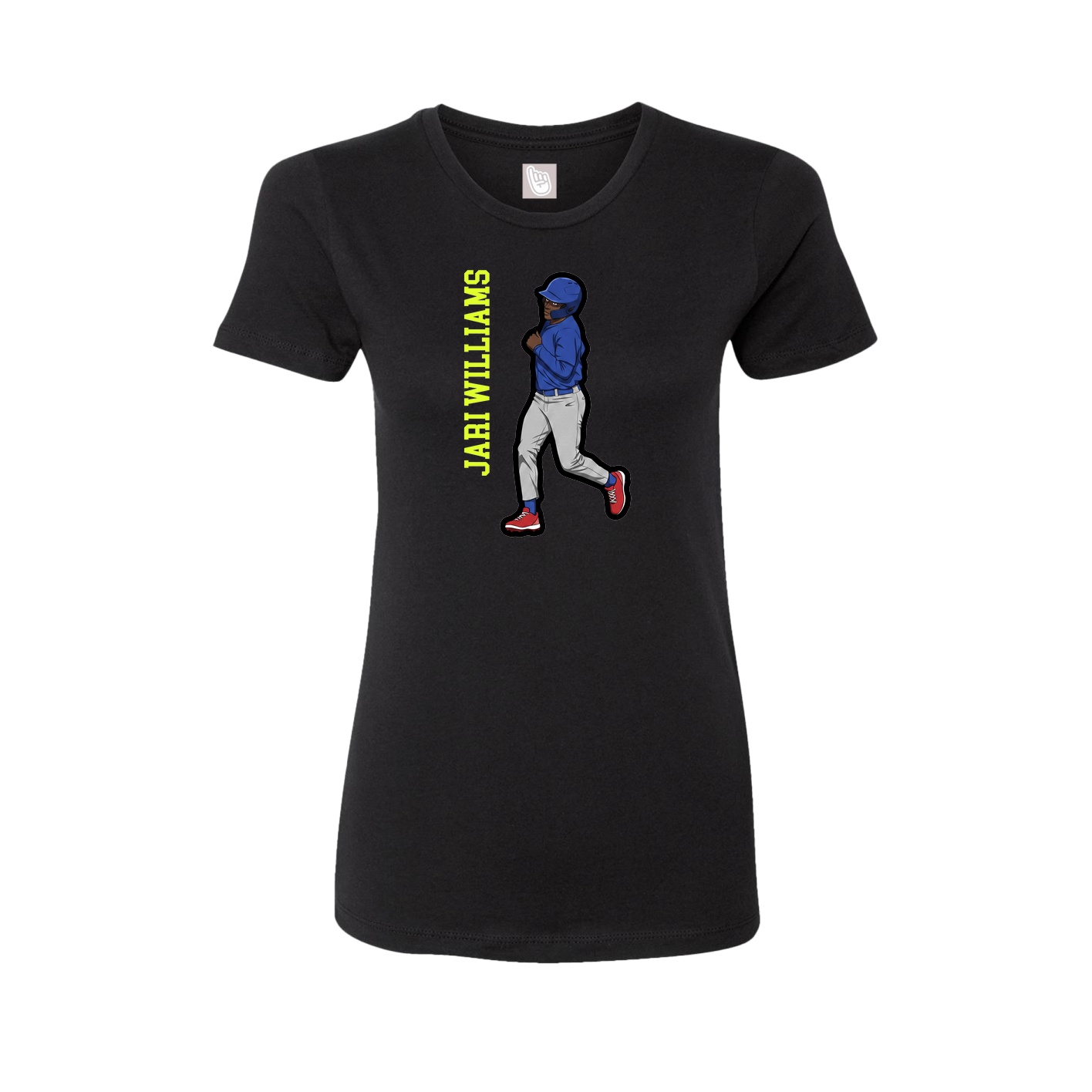 Womens Tee — Name Vertical in Black