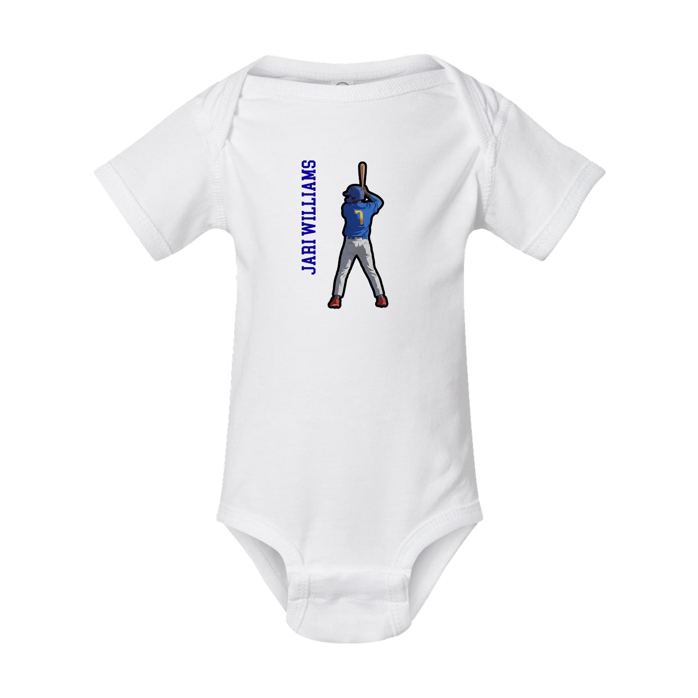Baby Onesie — Name Vertical in White