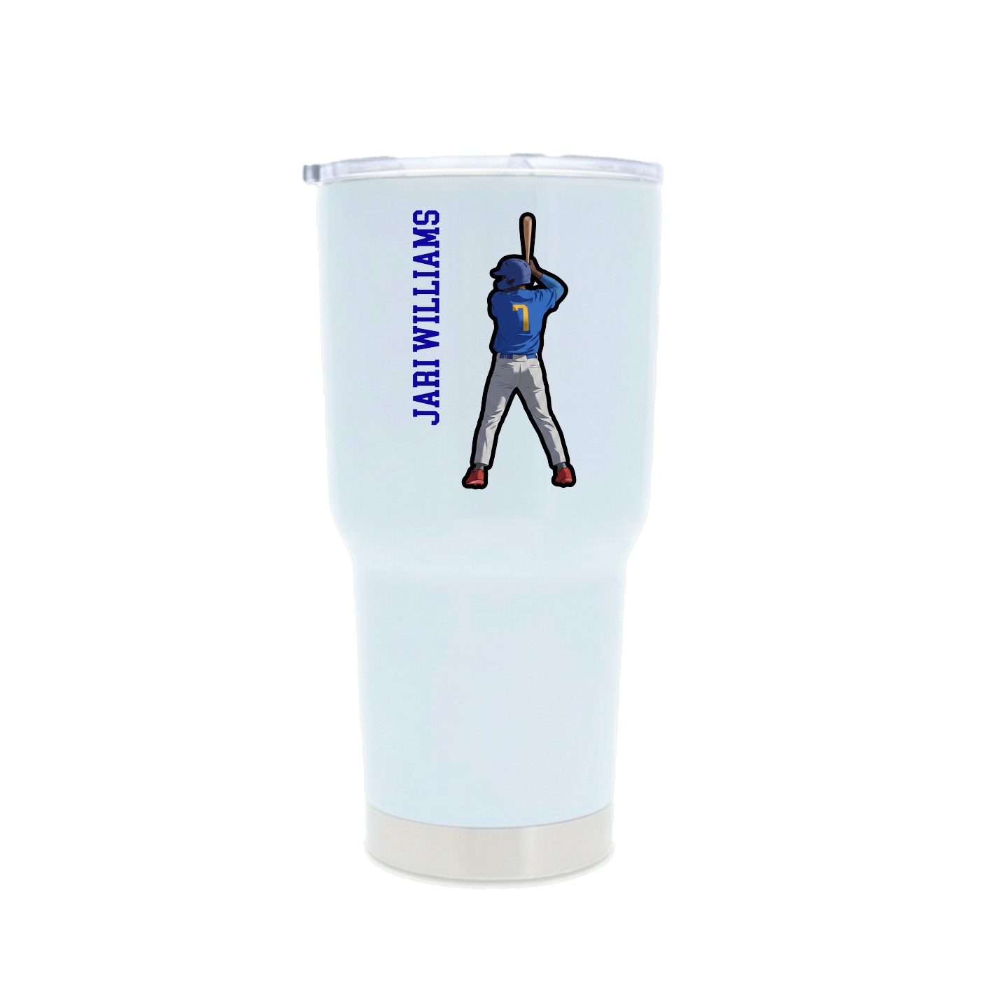 30oz Stainless Steel Tumbler — Name Vertical in White