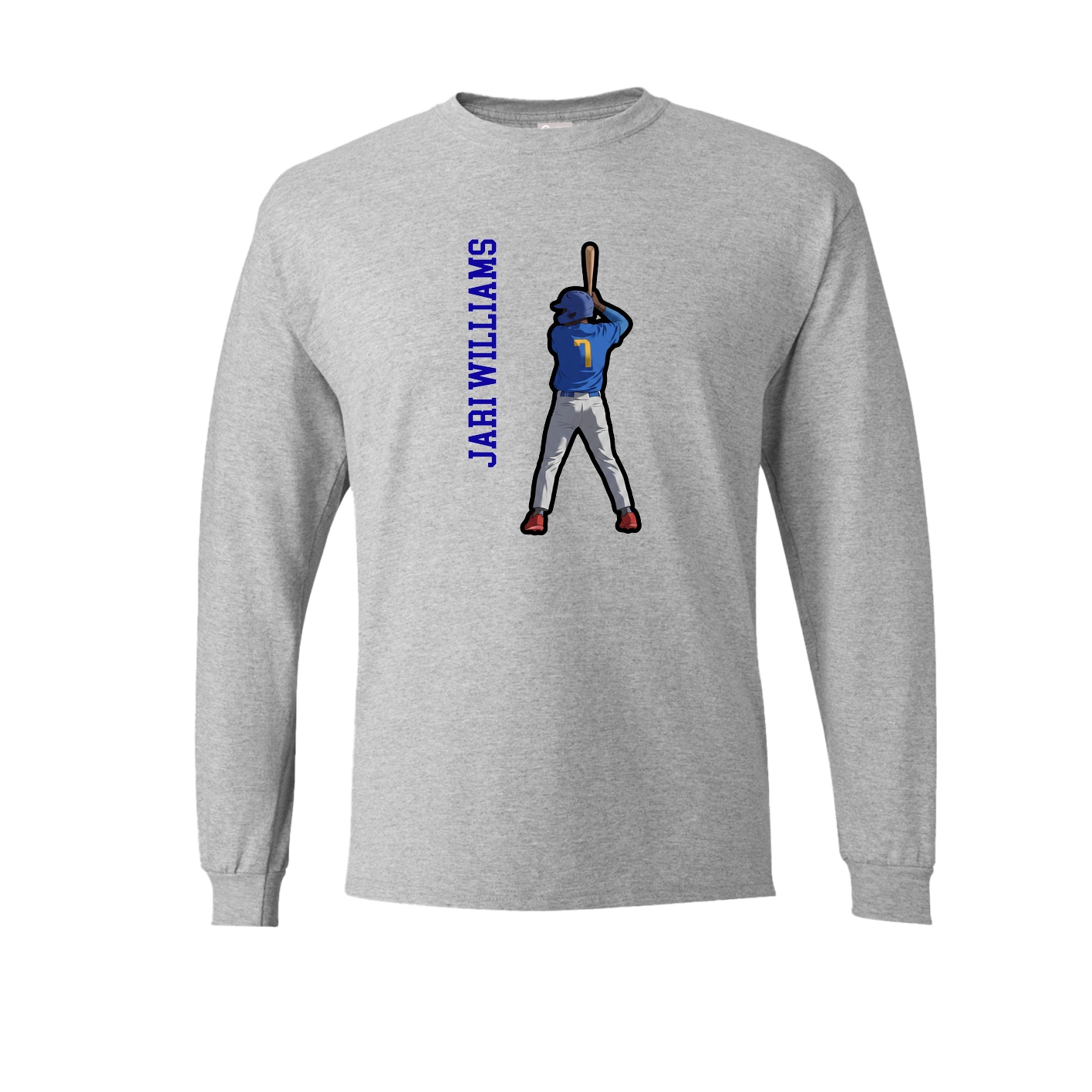 Long Sleeve Tee — Name Vertical in Grey