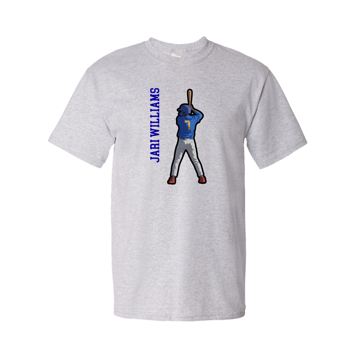 Youth Tee — Name Vertical in Grey