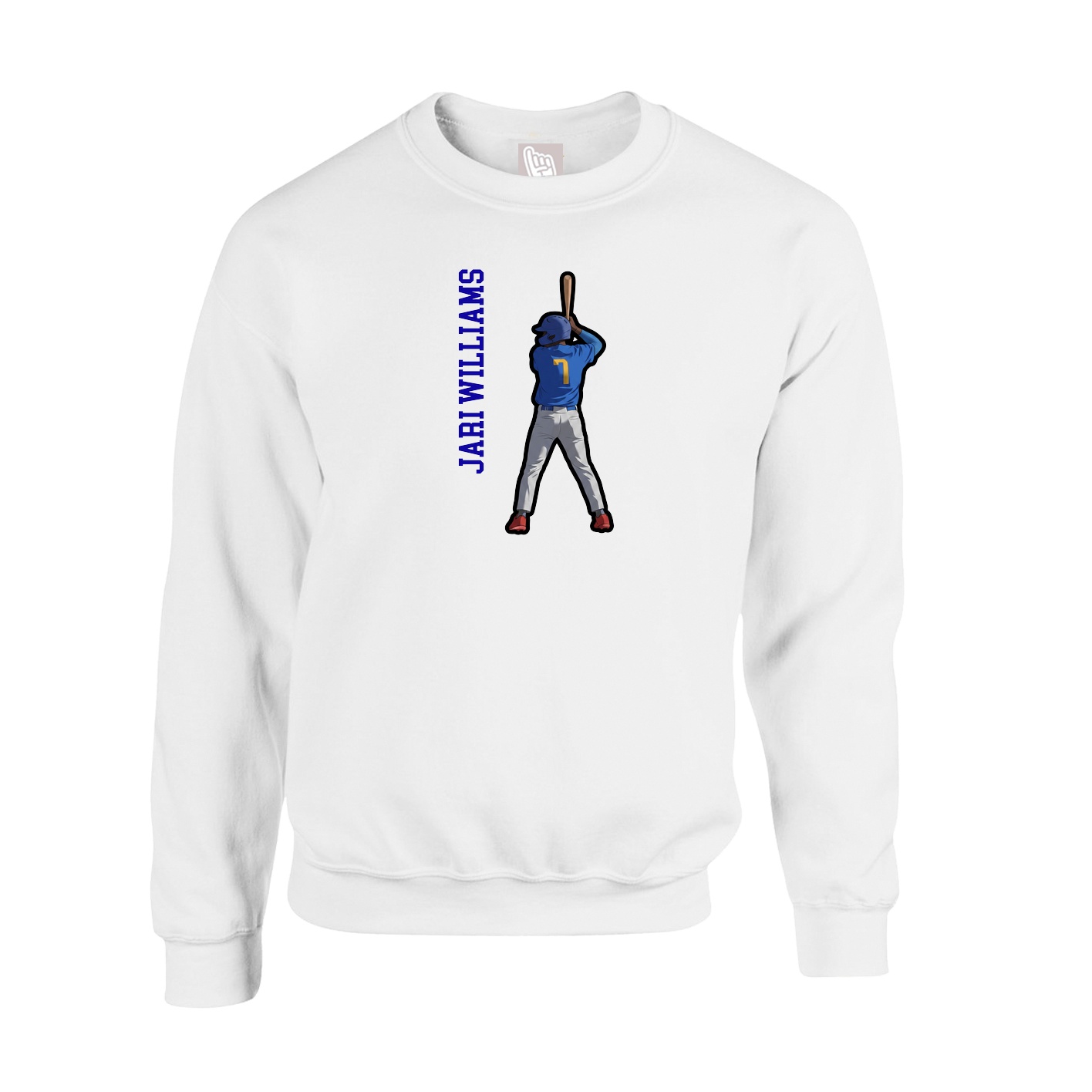 Fleece Crew — Name Vertical in White