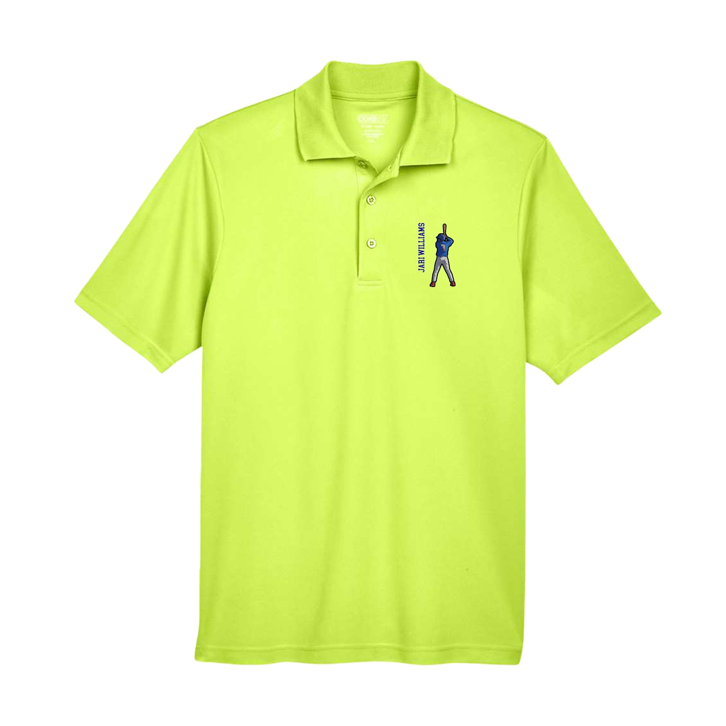Performance Polo — Name Vertical in Yellow