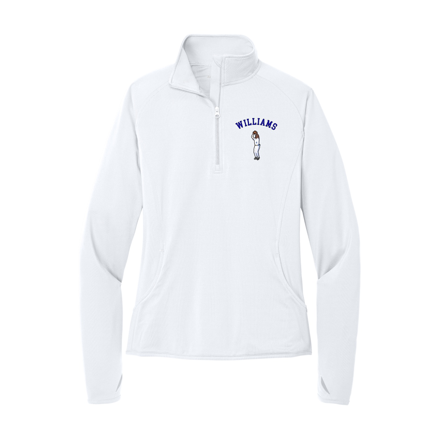Women's Q-Zip Pullover — Shirsey Arch in White
