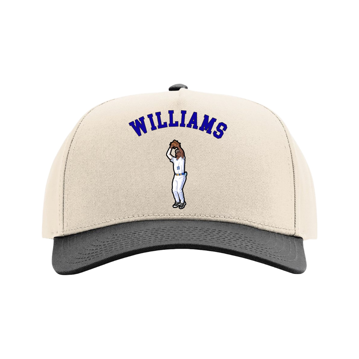 Full Fabric Five-Panel Champ Cap — Shirsey Arch in Cream/Black