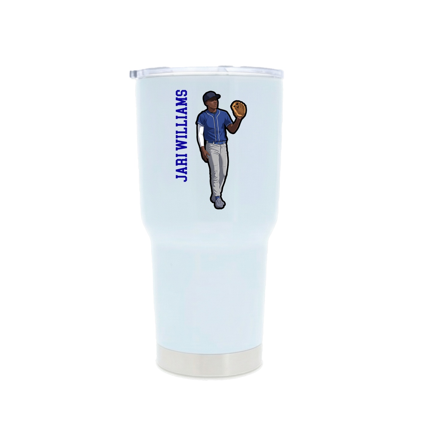 30oz Stainless Steel Tumbler — Name Vertical in White