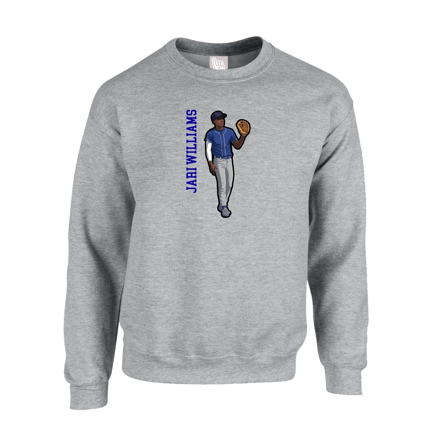 Fleece Crew — Name Vertical in Grey