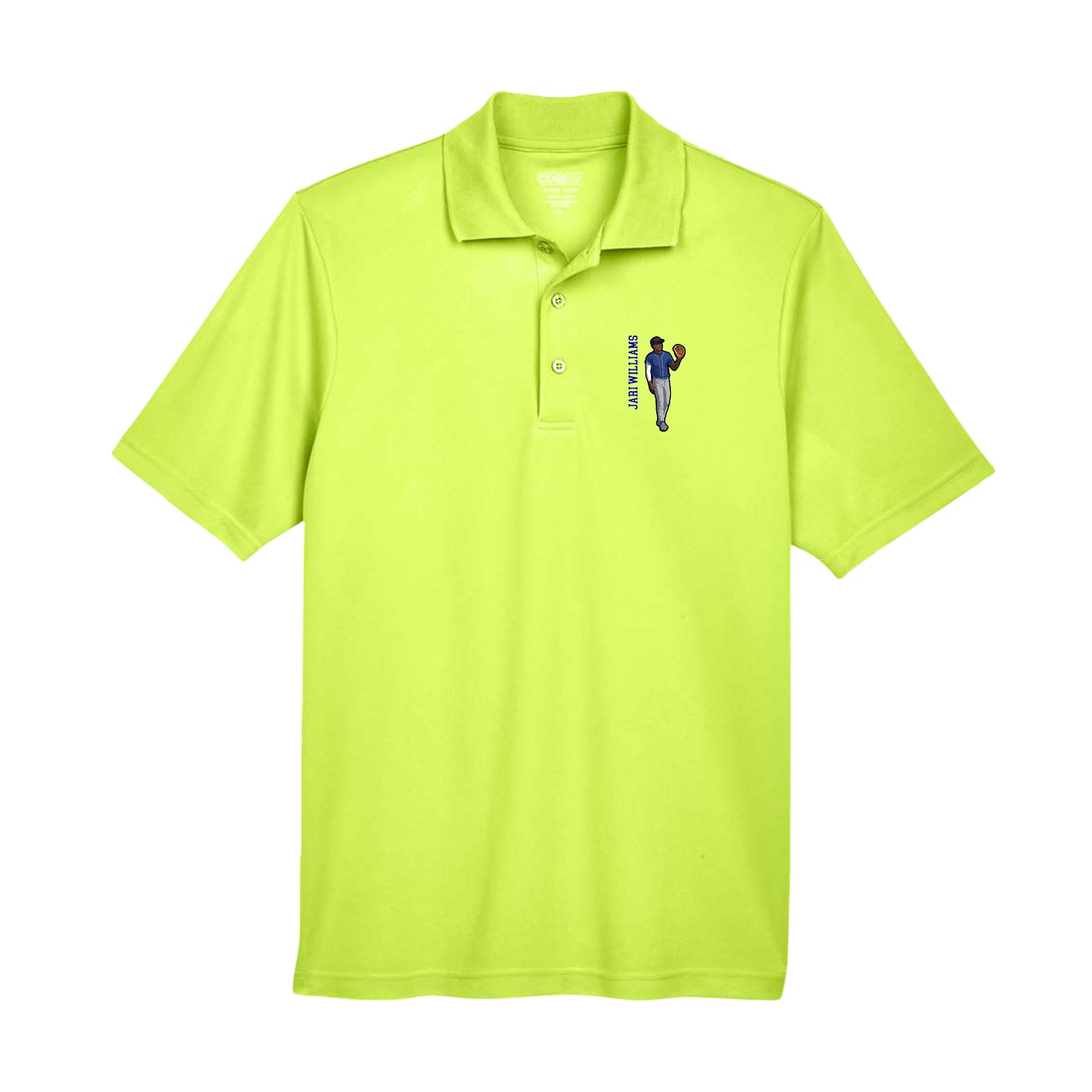 Performance Polo — Name Vertical in Yellow