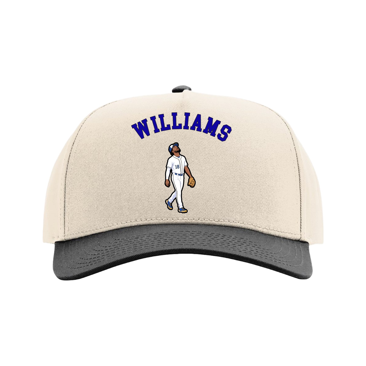 Full Fabric Five-Panel Champ Cap — Shirsey Arch in Cream/Black