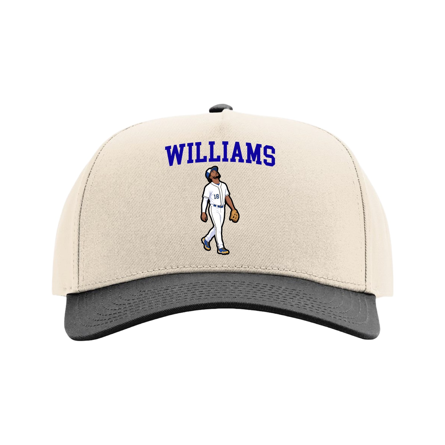 Full Fabric Five-Panel Champ Cap — Shirsey in Cream/Black
