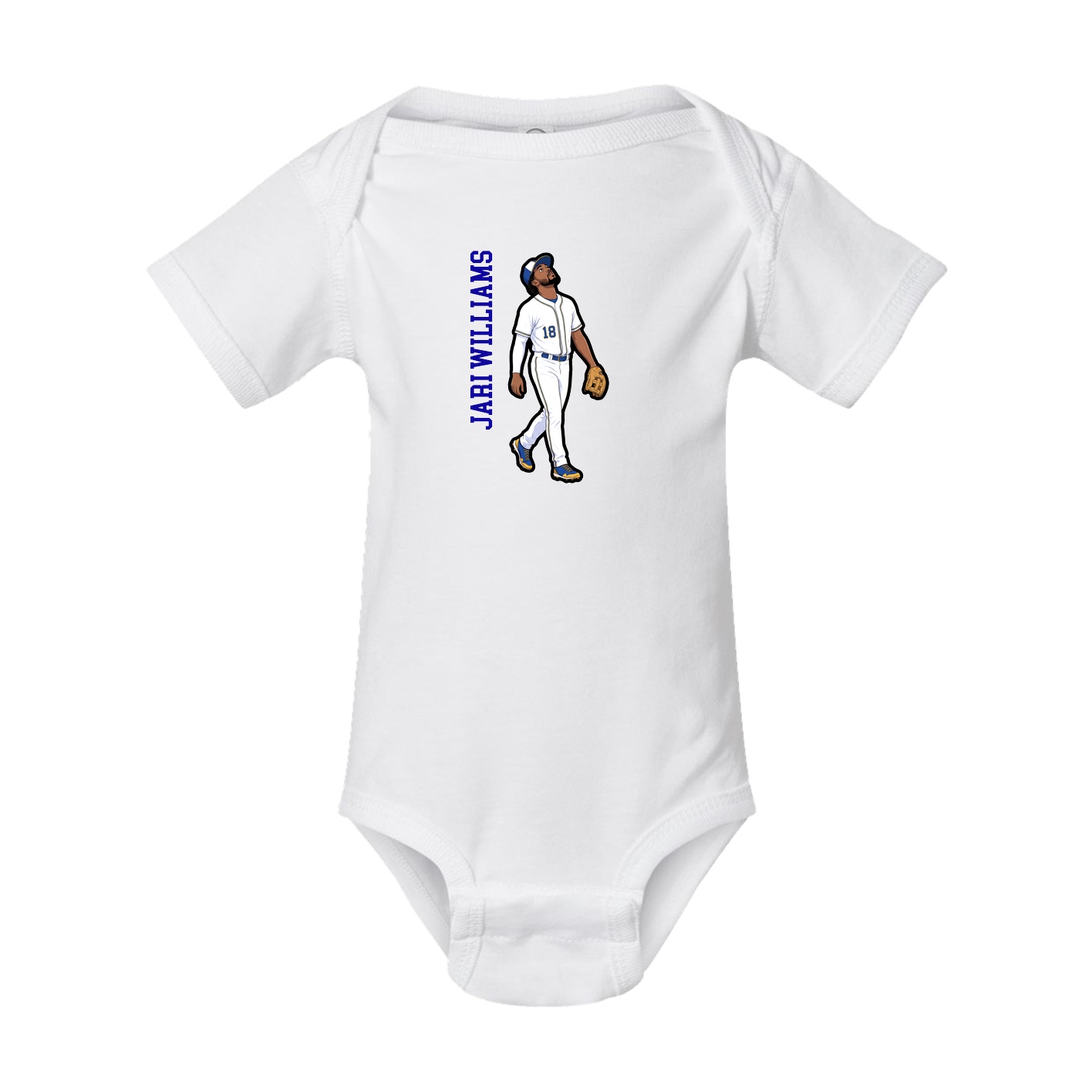 Baby Onesie — Name Vertical in White
