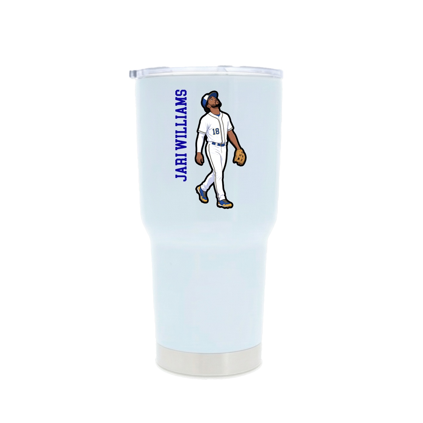 30oz Stainless Steel Tumbler — Name Vertical in White