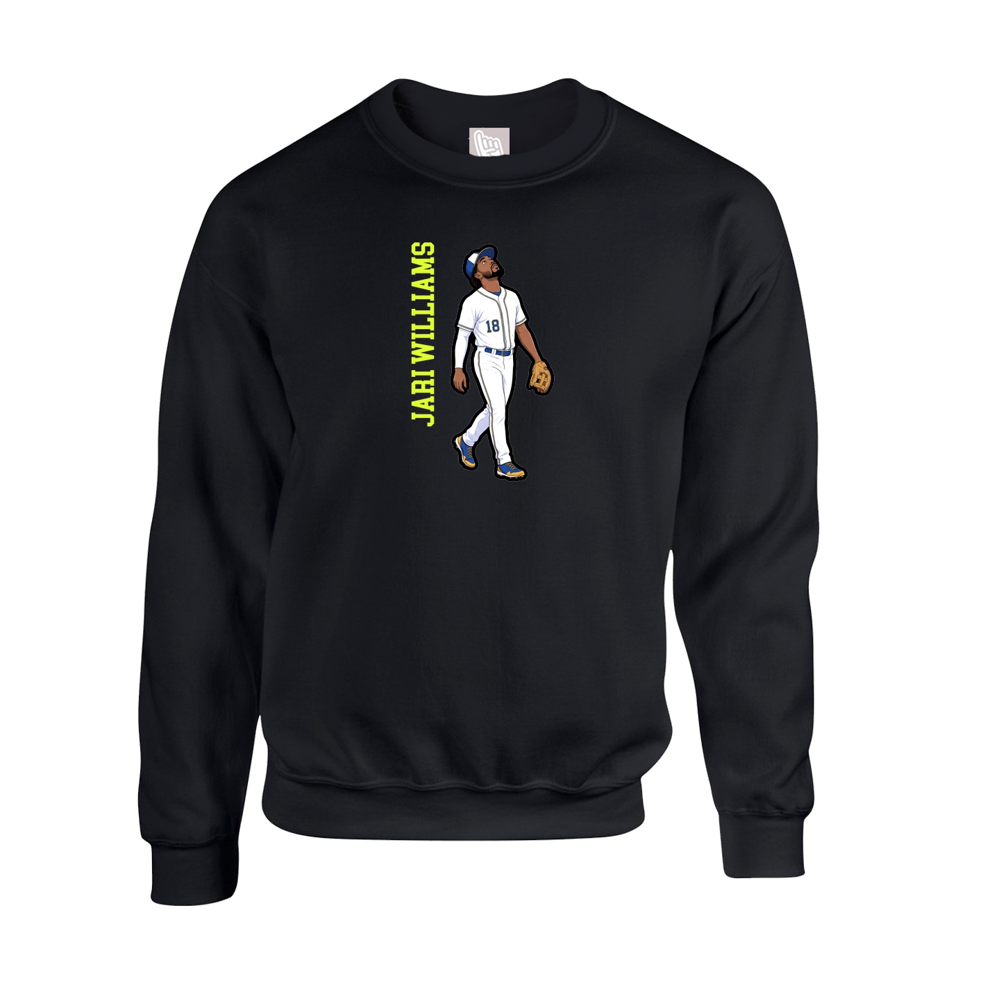 Fleece Crew — Name Vertical in Black