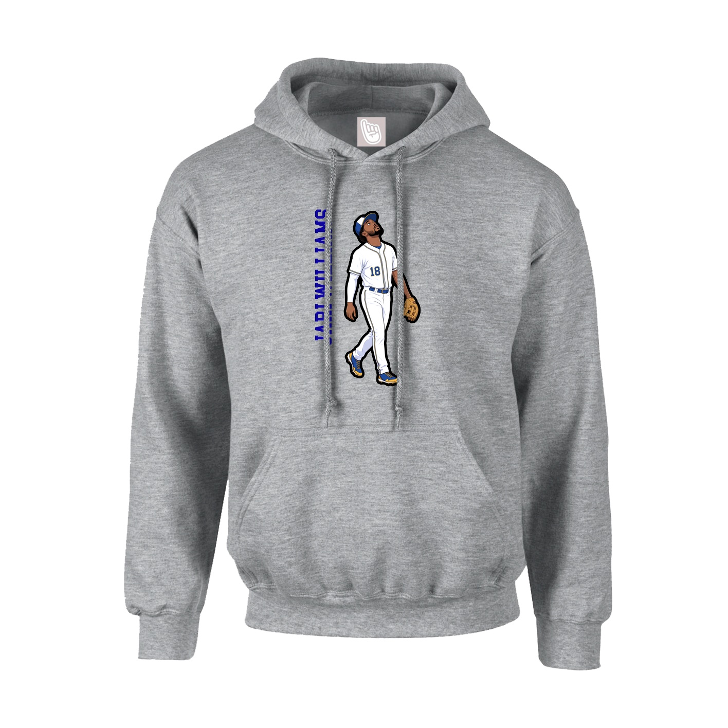 Youth Hoodie — Name Vertical in Grey