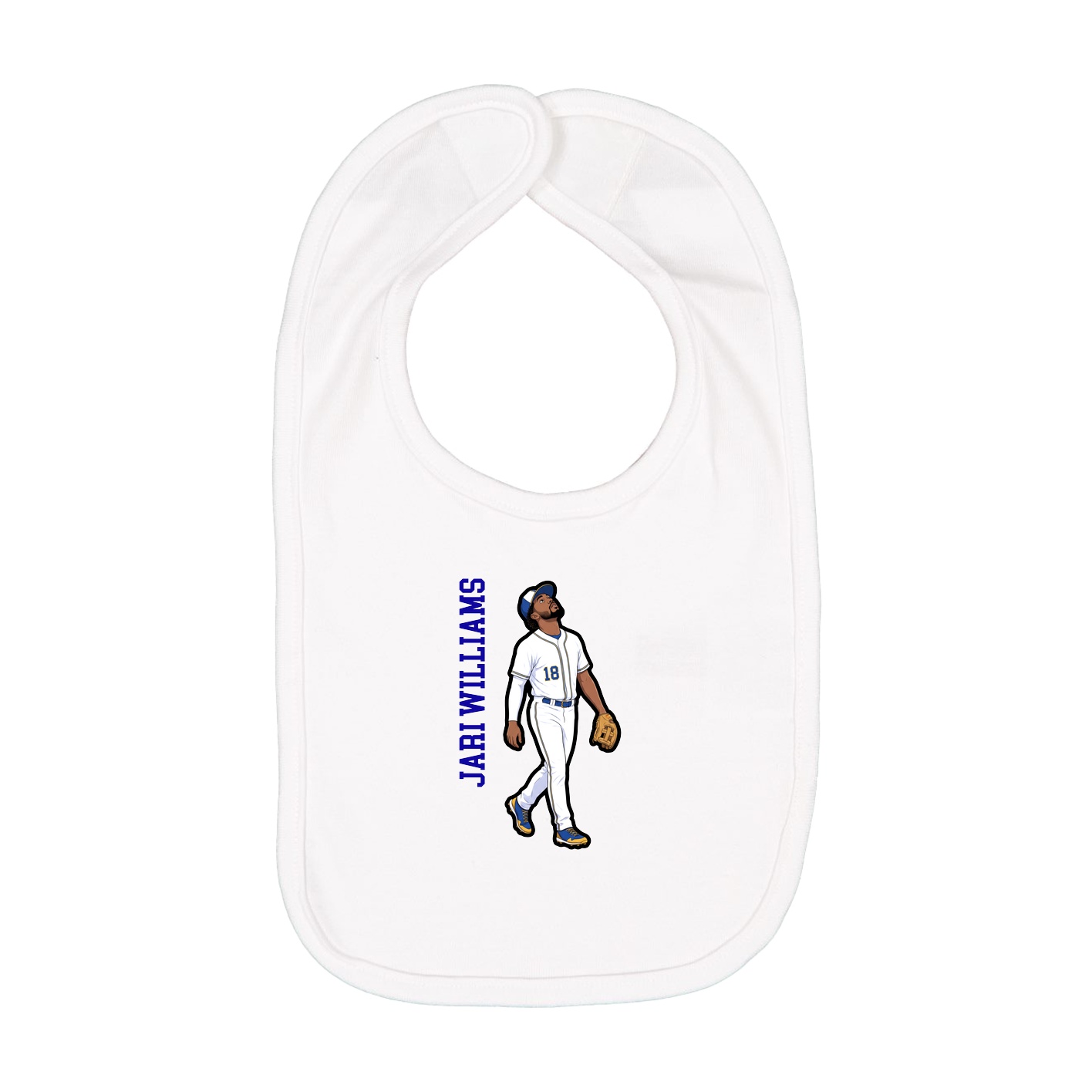 Infant Bib — Name Vertical in White