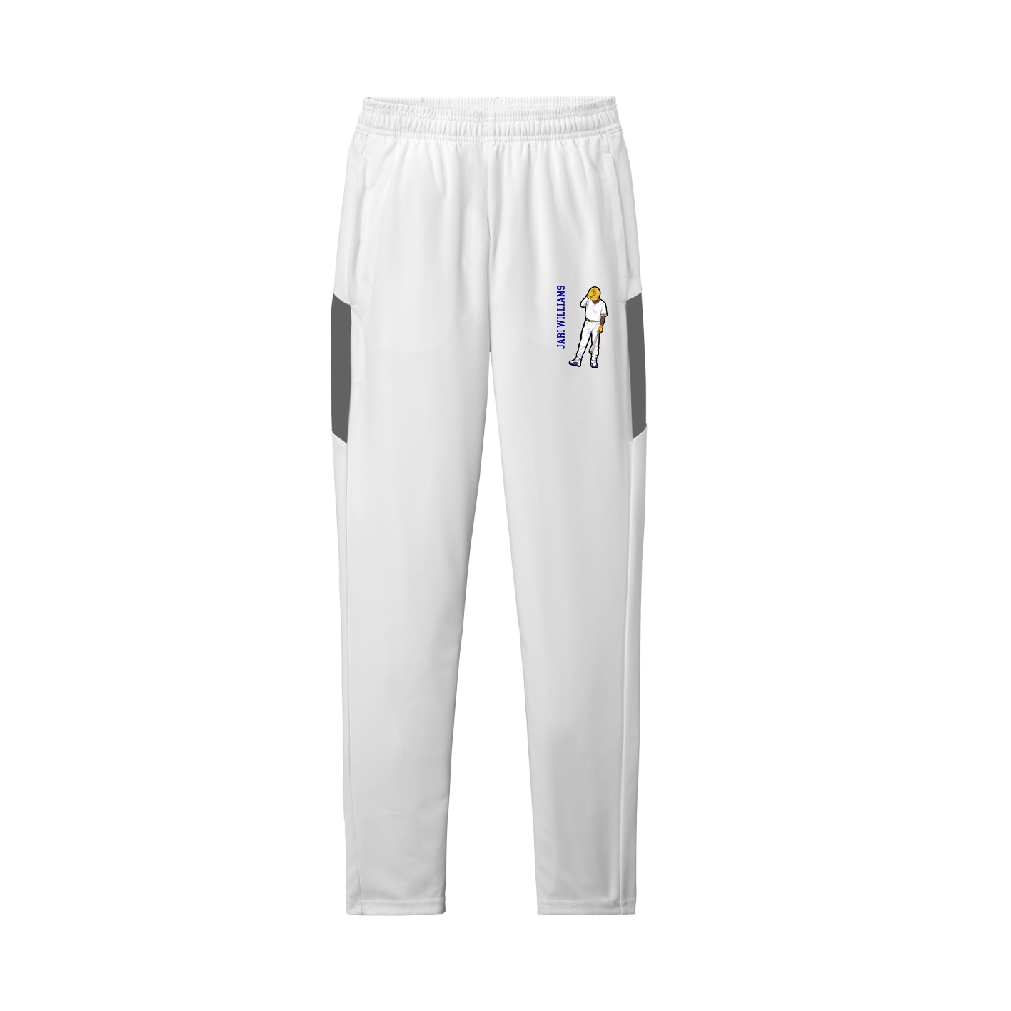 Team Travel Pant — Name Vertical in White/Grey