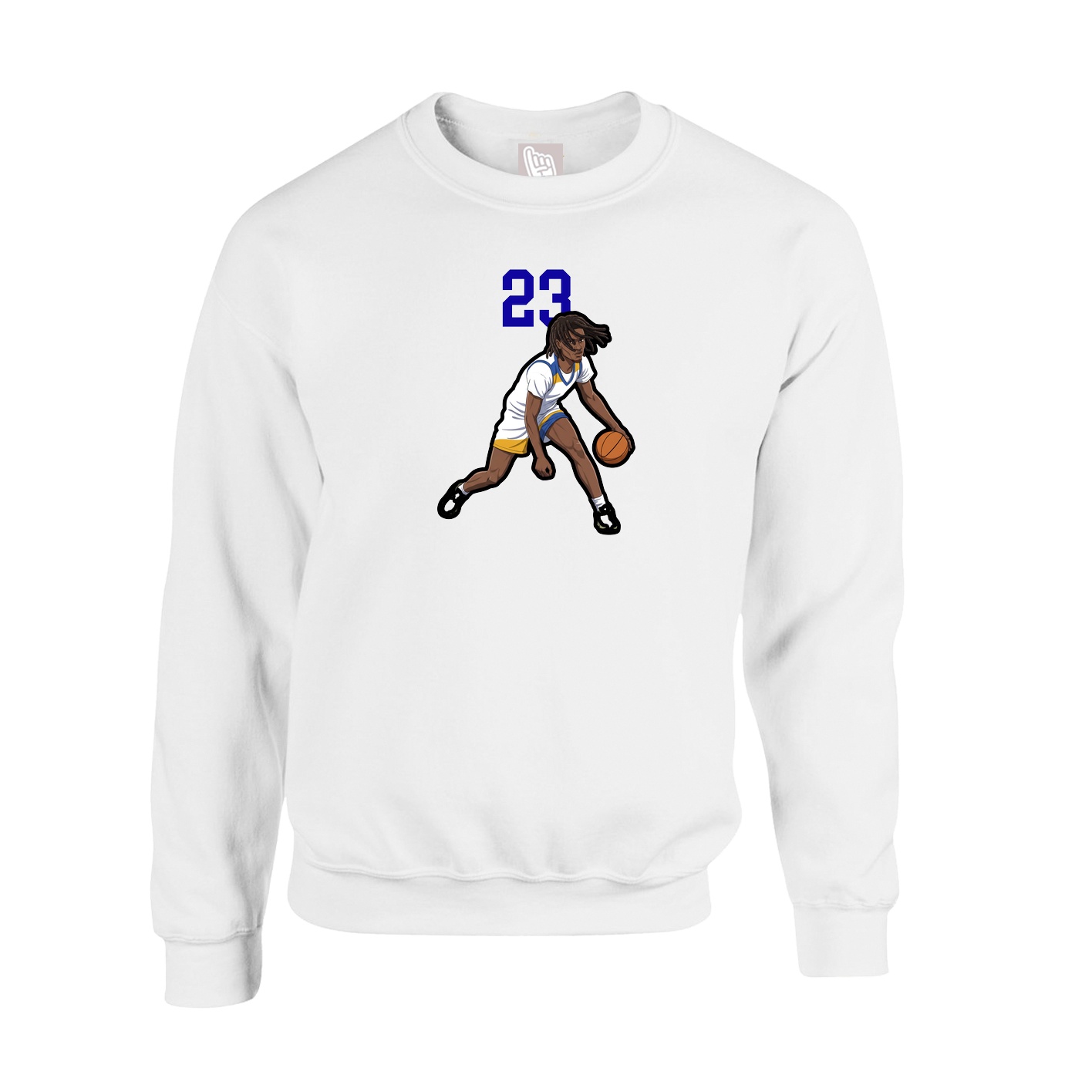 Fleece Crew — Number Top in White