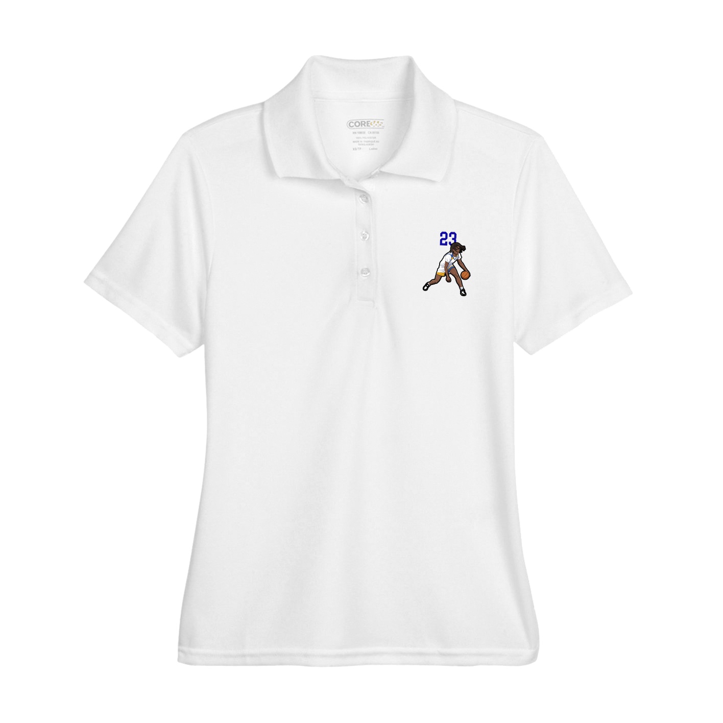 Womens Performance Polo — Number Top in White