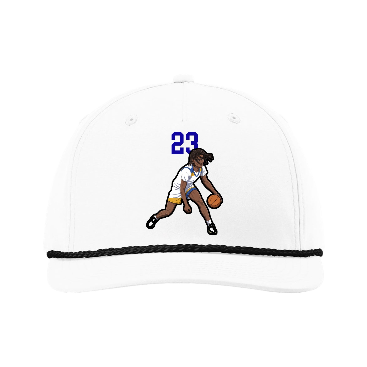 Five-Panel Classic Rope Cap — Number Top in White