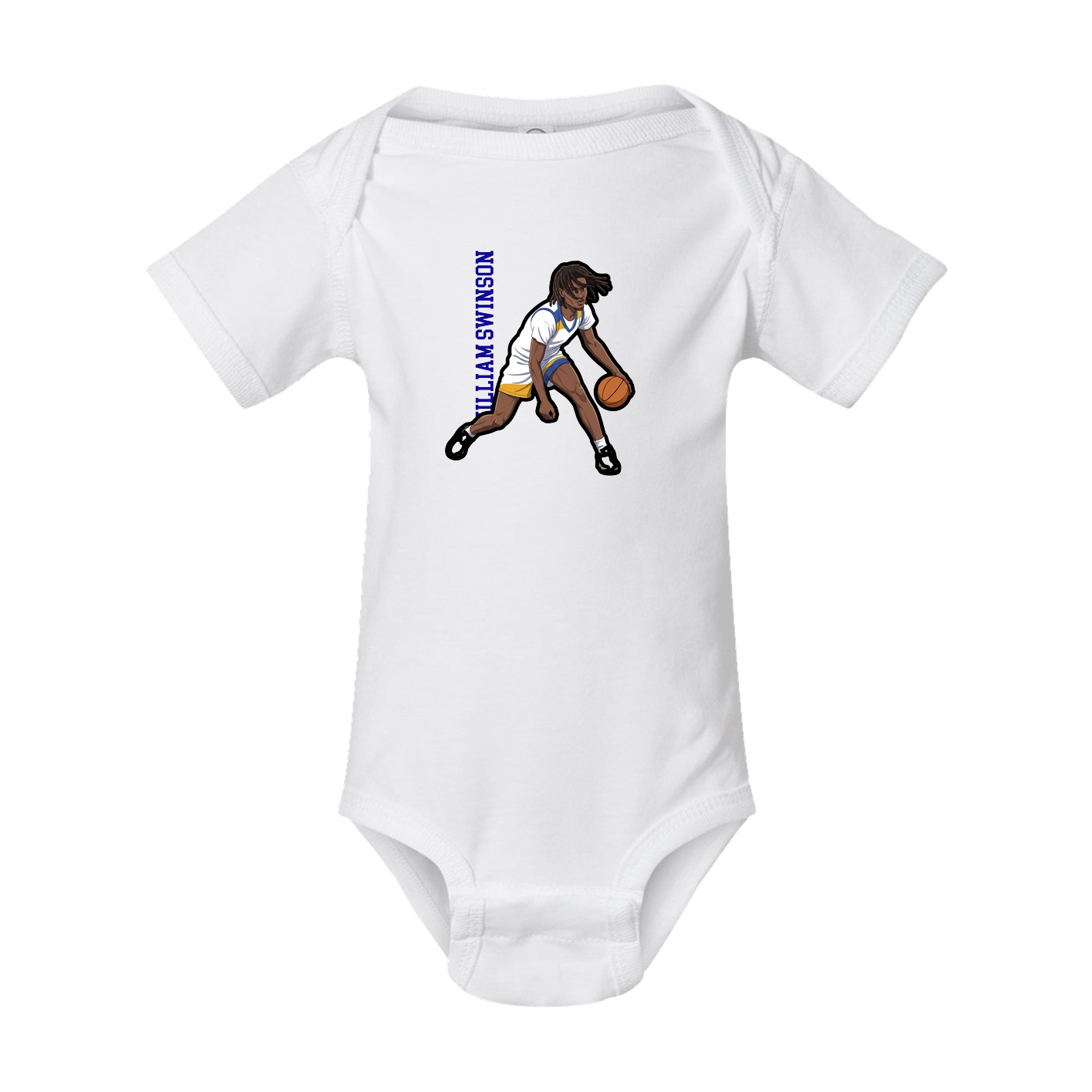 Baby Onesie — Name Vertical in White