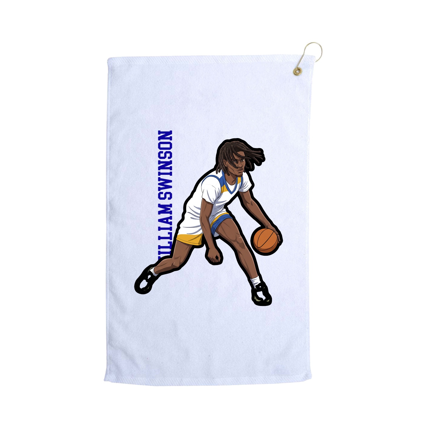Golf Towel — Name Vertical in White