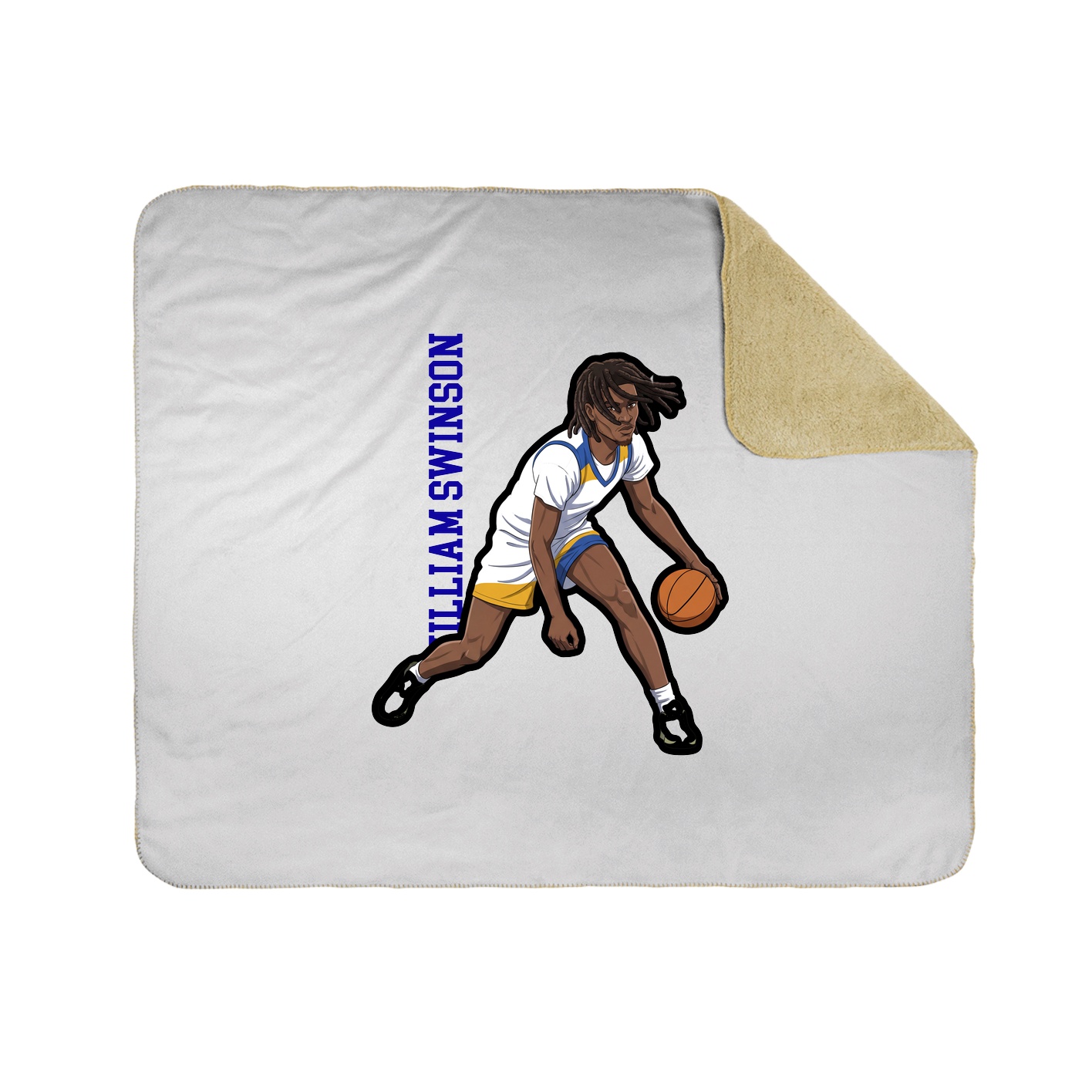 Throw Blanket — Name Vertical in White