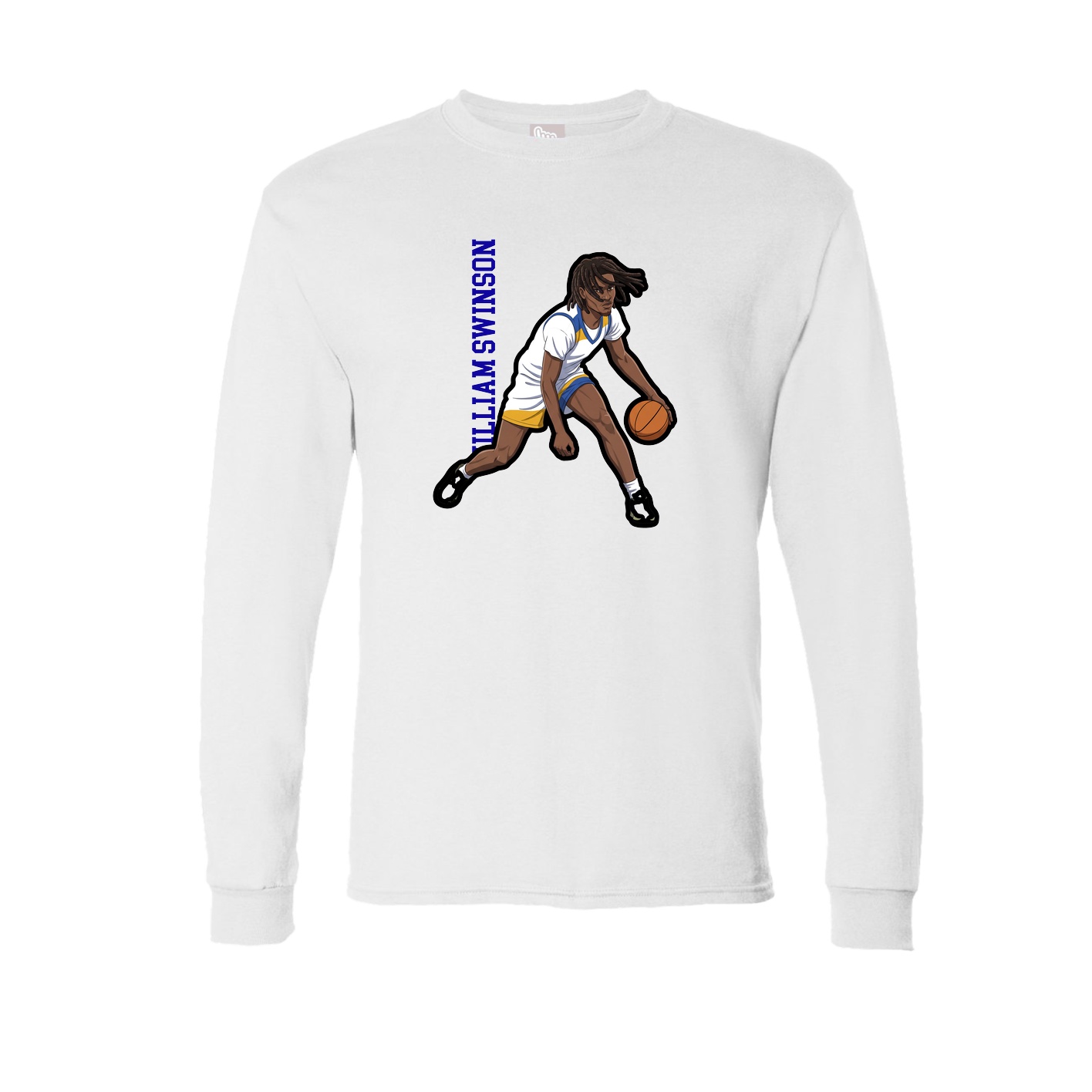 Long Sleeve Tee — Name Vertical in White
