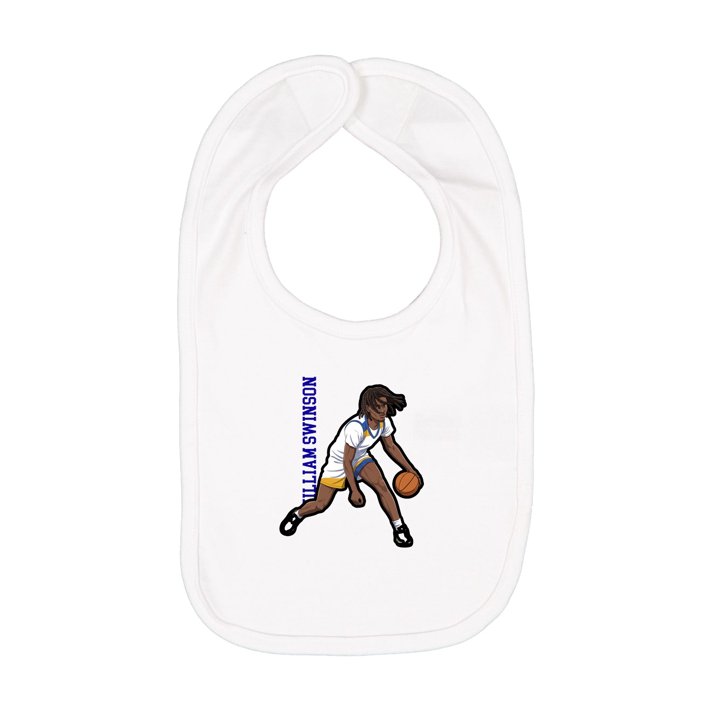 Infant Bib — Name Vertical in White