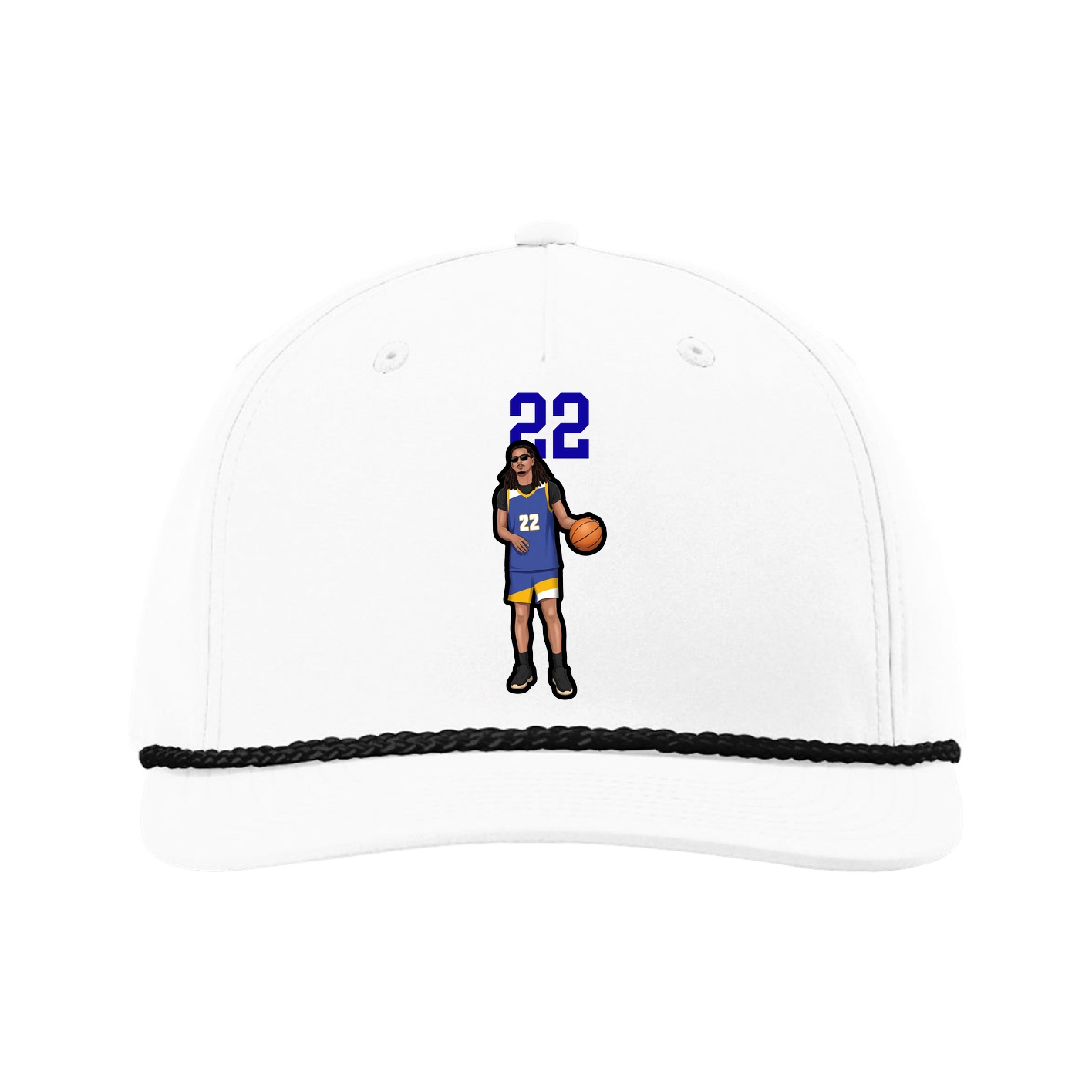 Five-Panel Classic Rope Cap — Number Top in White