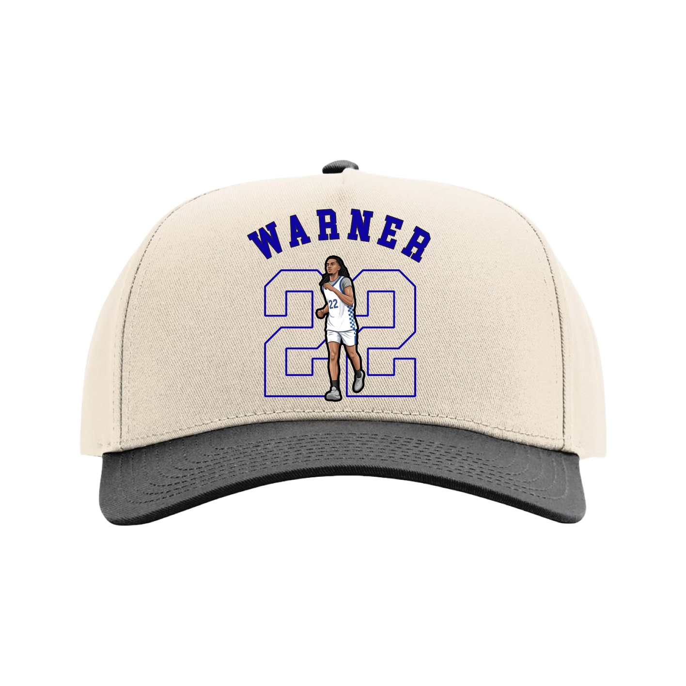 Full Fabric Five-Panel Champ Cap — Shirsey Arch in Cream/Black