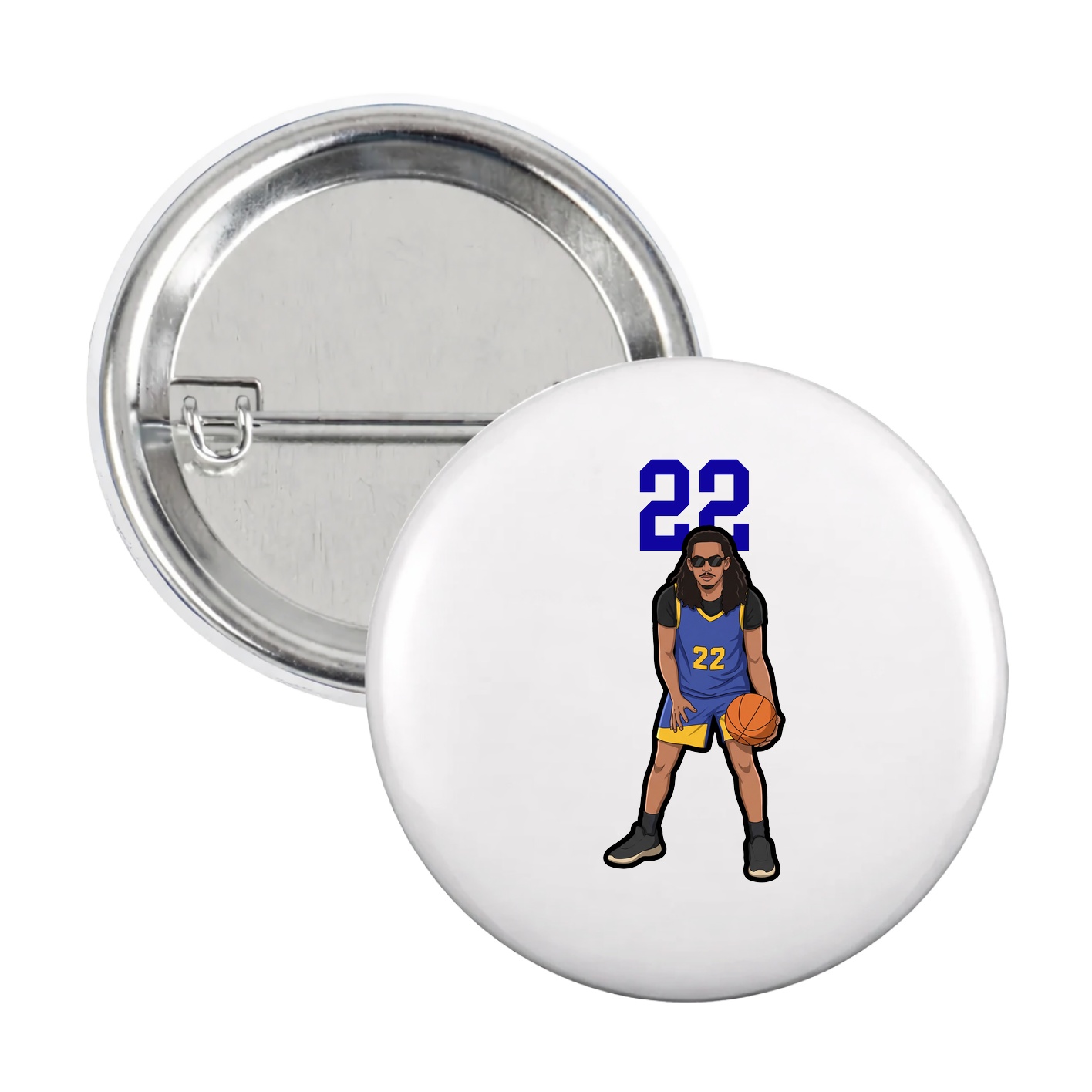 Game Day Button — Number Top in White
