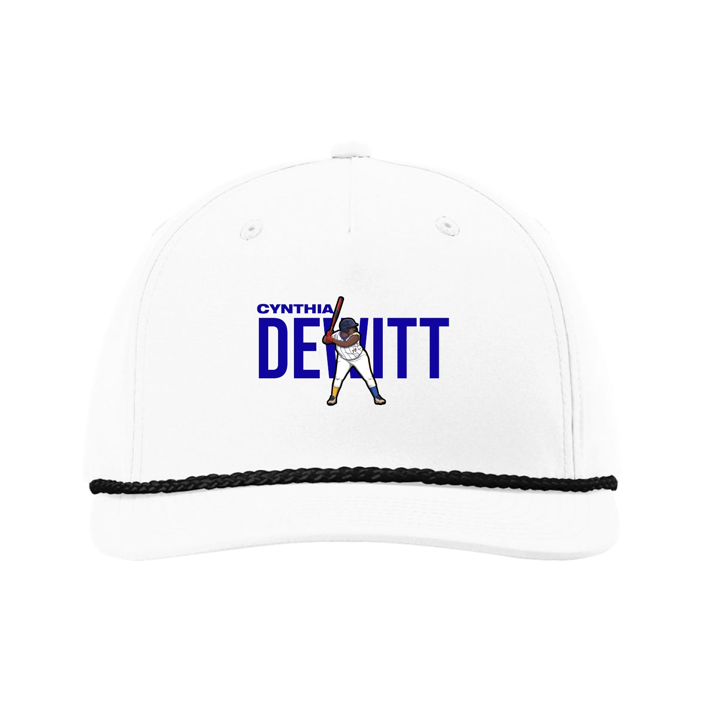 Five-Panel Classic Rope Cap — Player Name in White