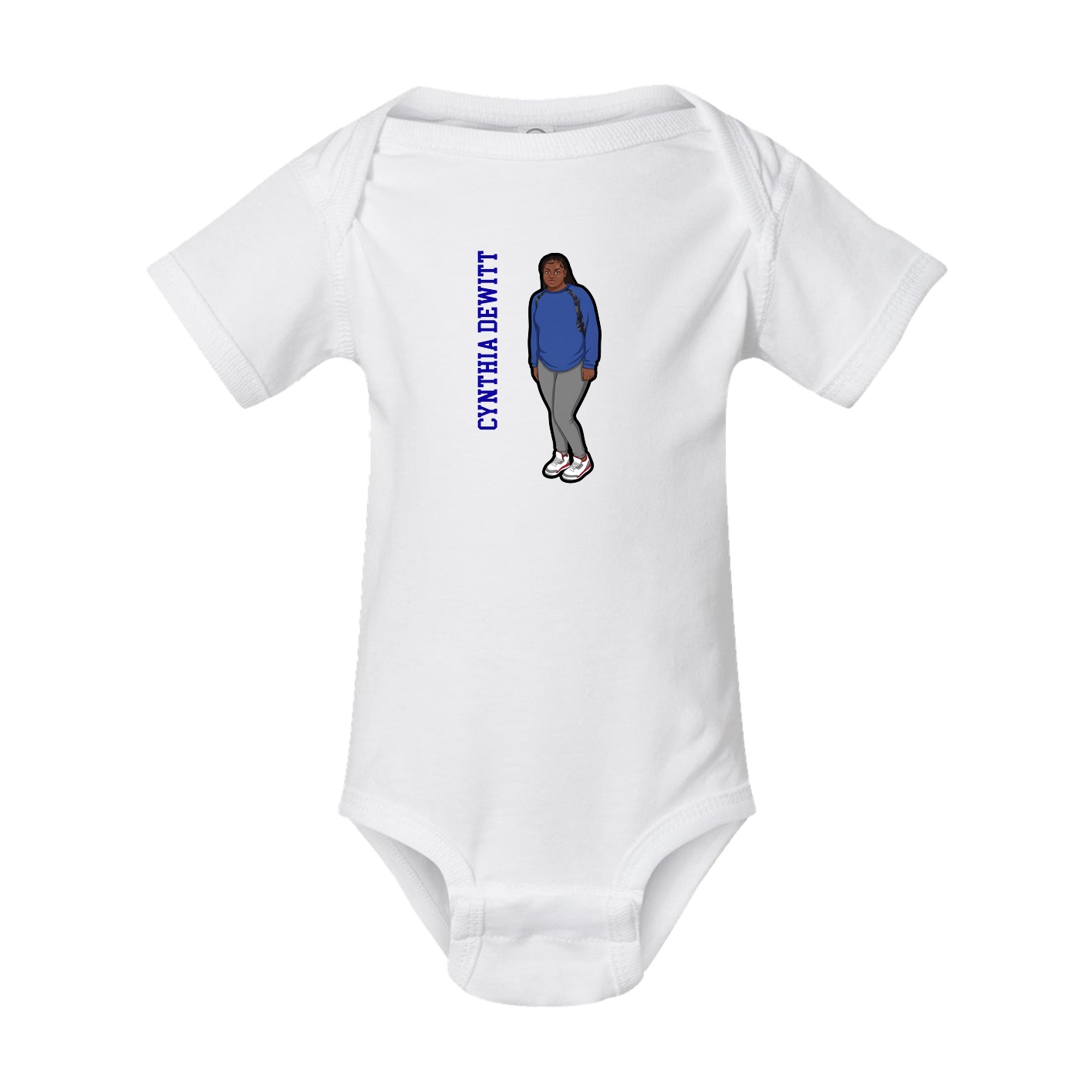Baby Onesie — Name Vertical in White