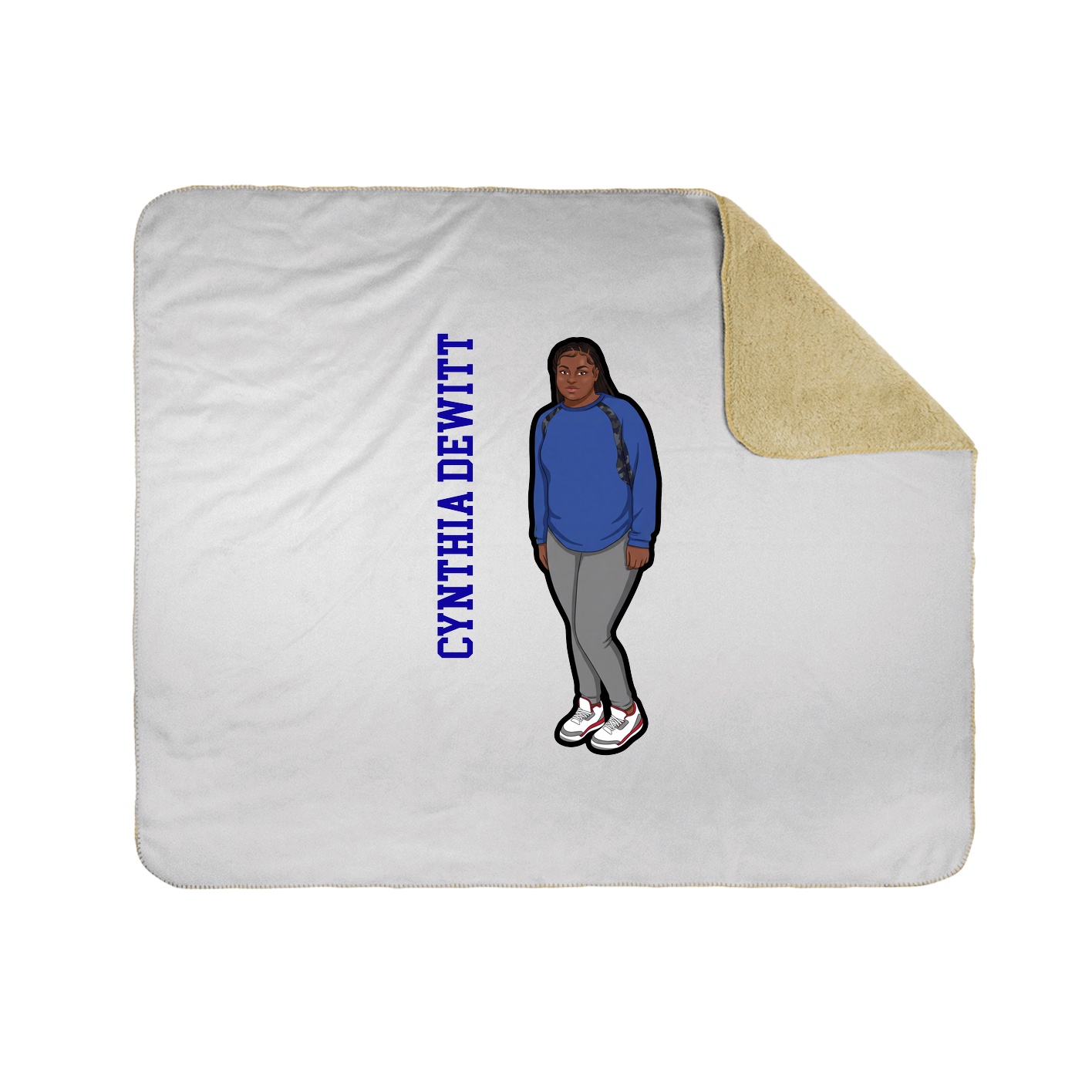 Throw Blanket — Name Vertical in White