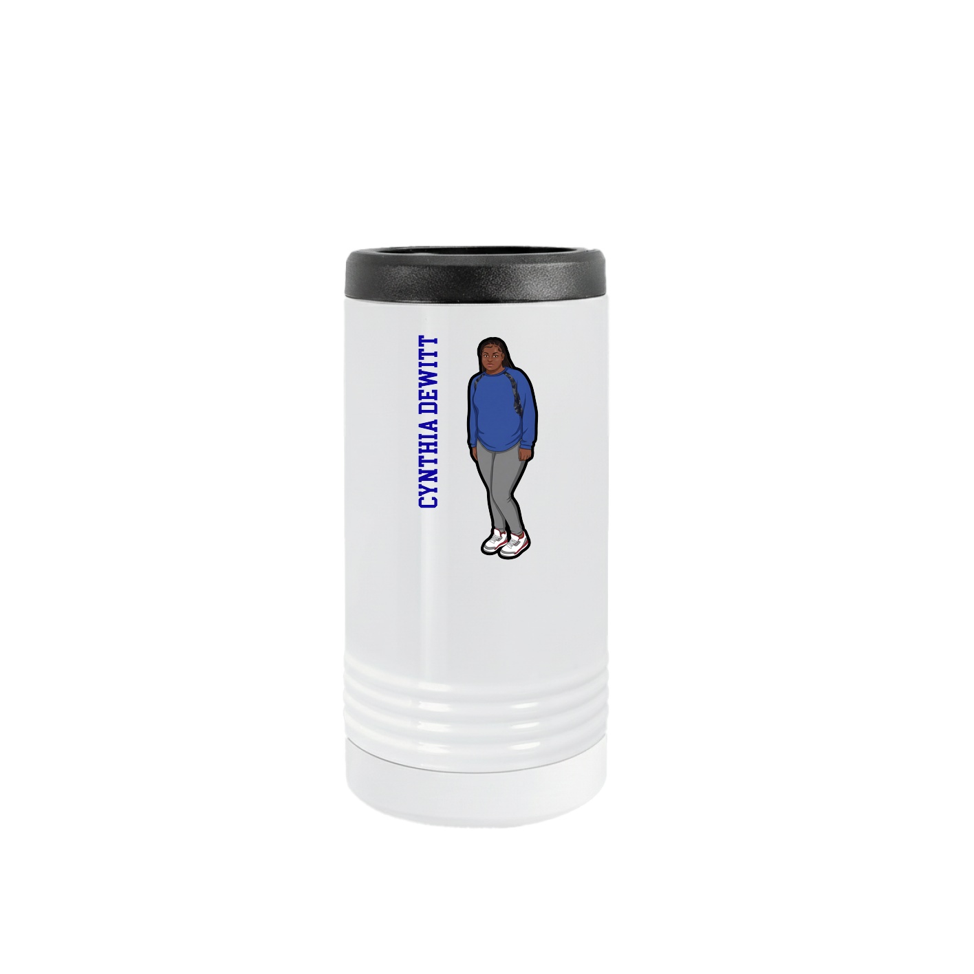 Slim Beverage Holder — Name Vertical in White
