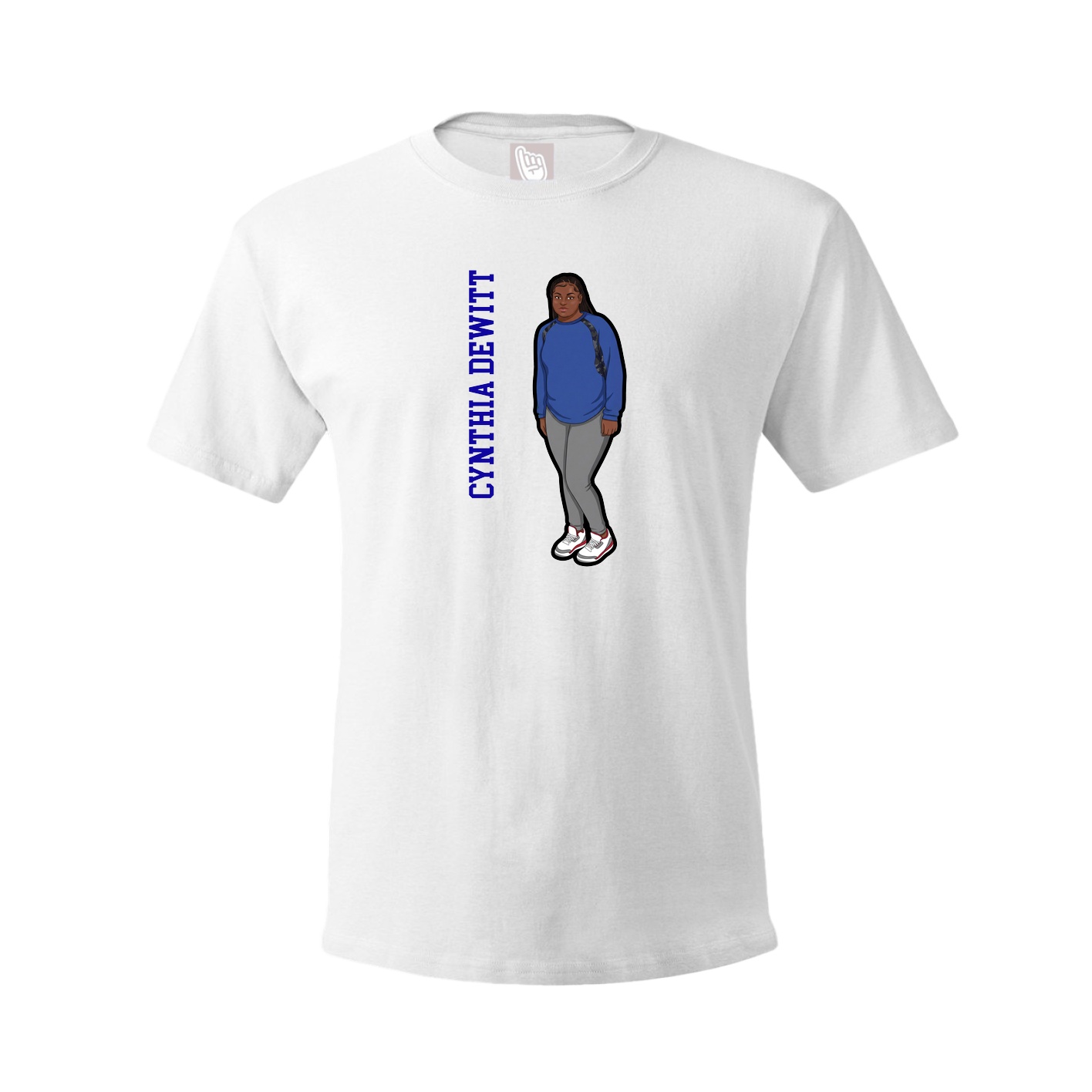 Tee — Name Vertical in White