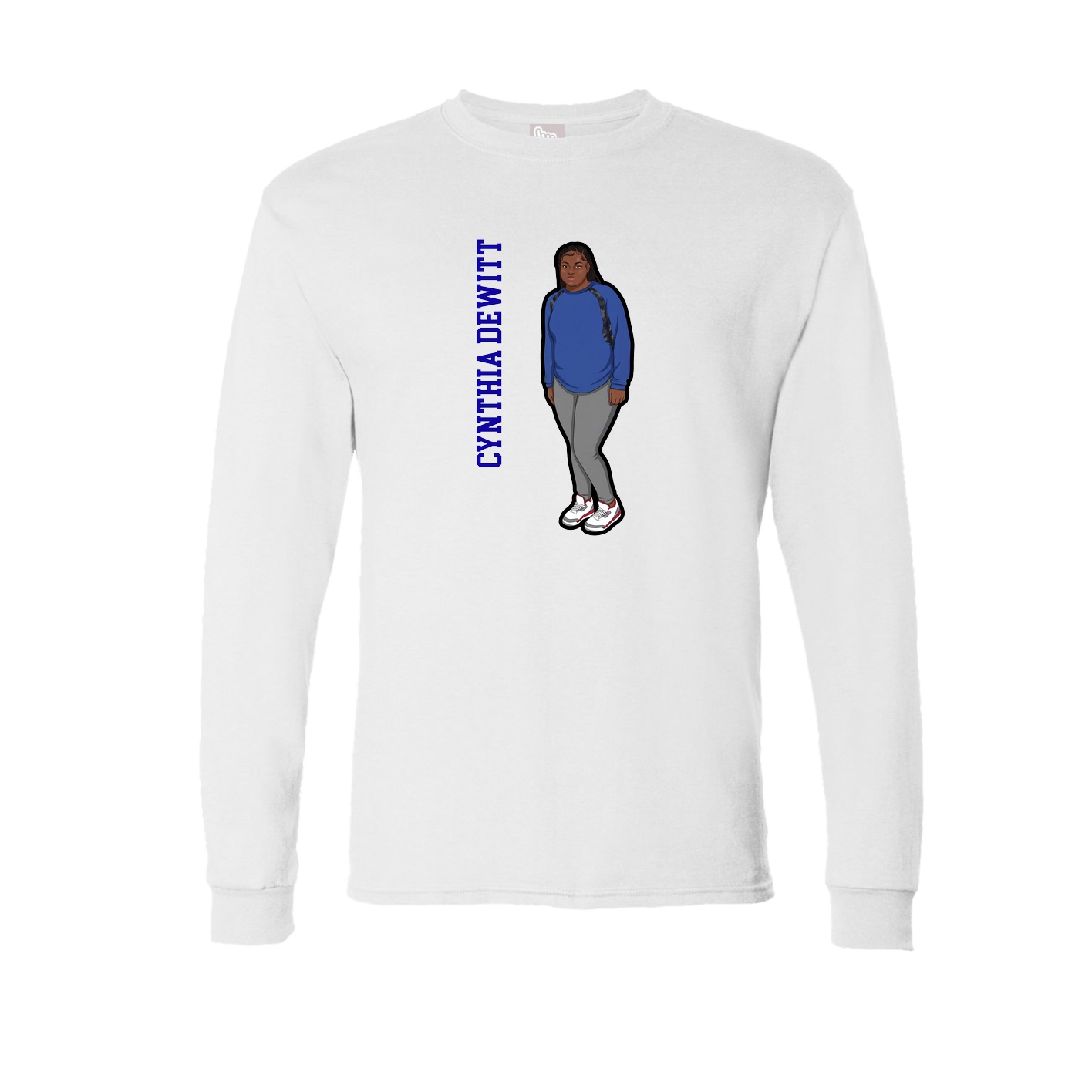 Long Sleeve Tee — Name Vertical in White