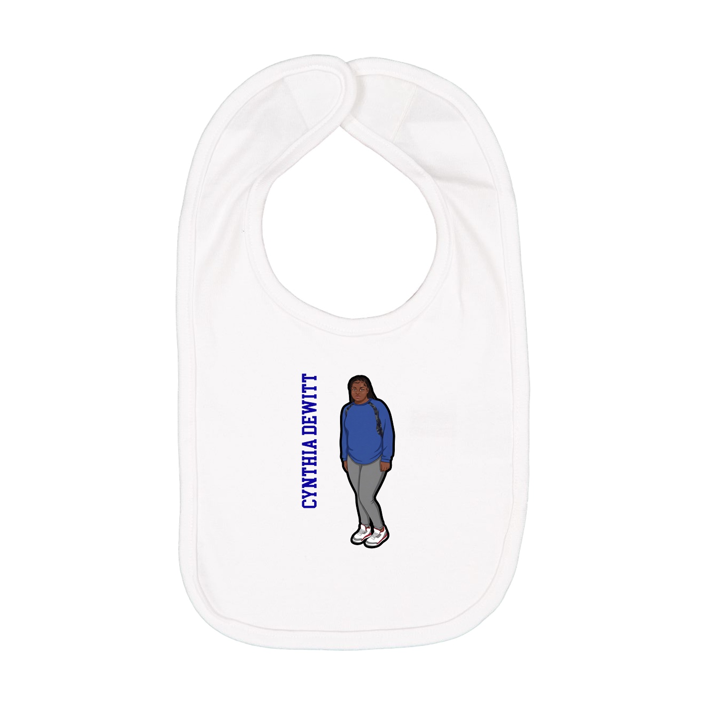 Infant Bib — Name Vertical in White