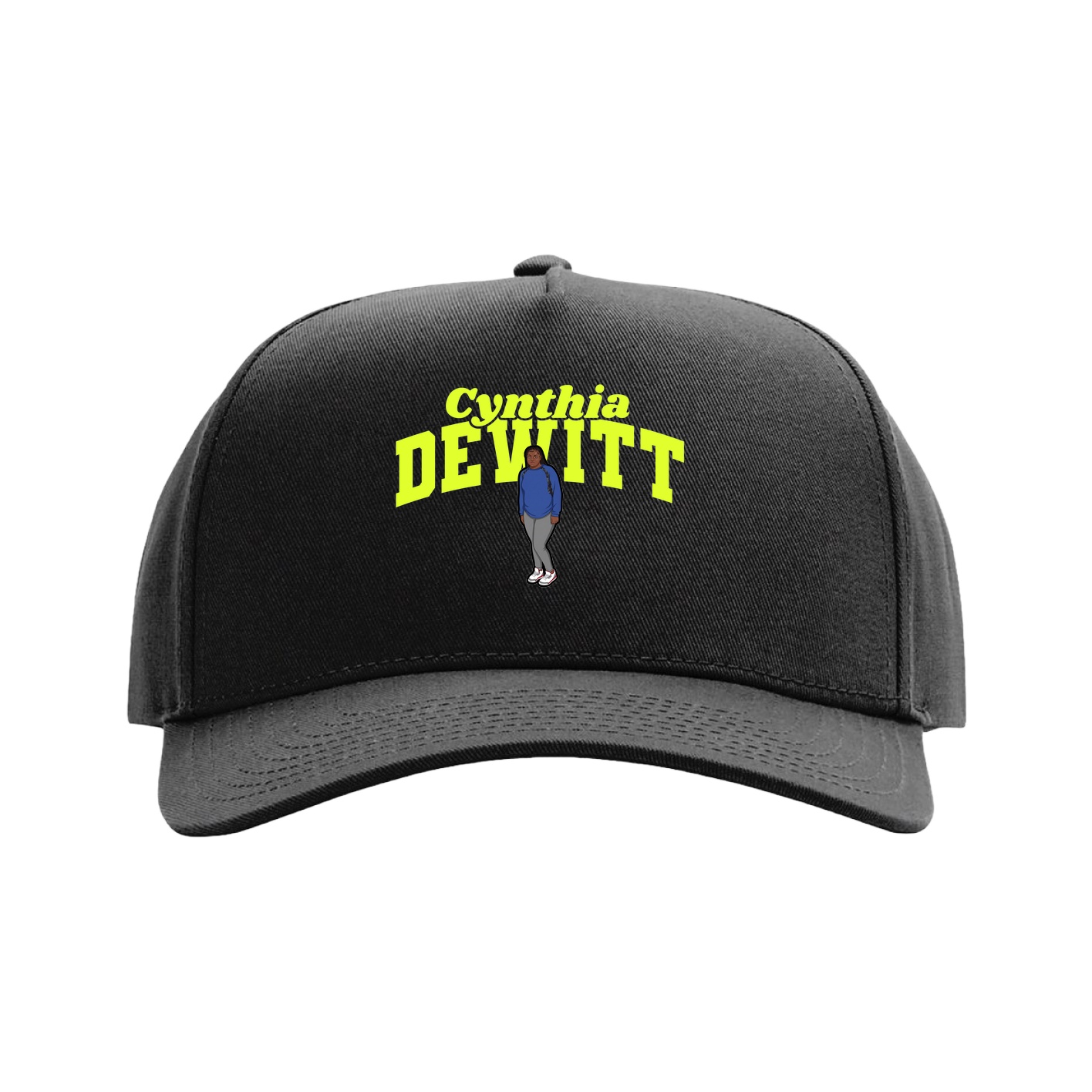 Full Fabric Five-Panel Champ Cap — Signature Arch in Black