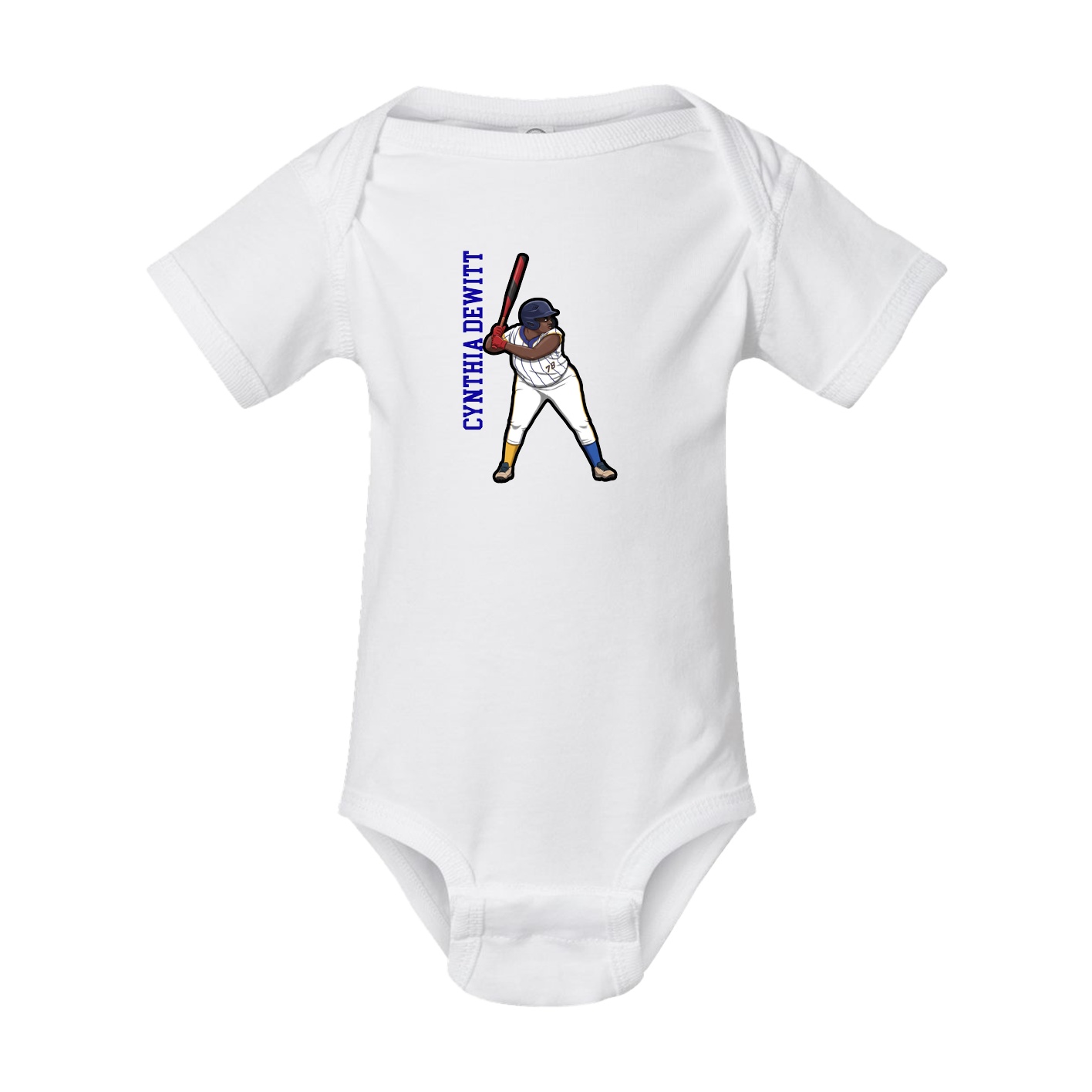 Baby Onesie — Name Vertical in White