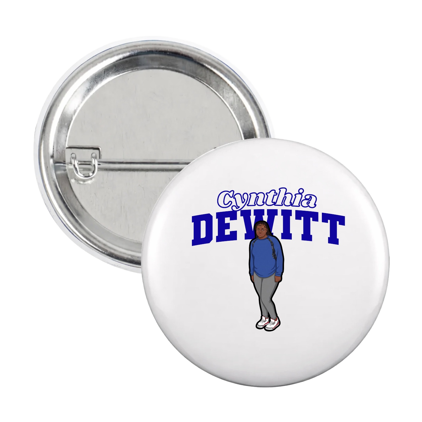 Game Day Button — Name Arch in White
