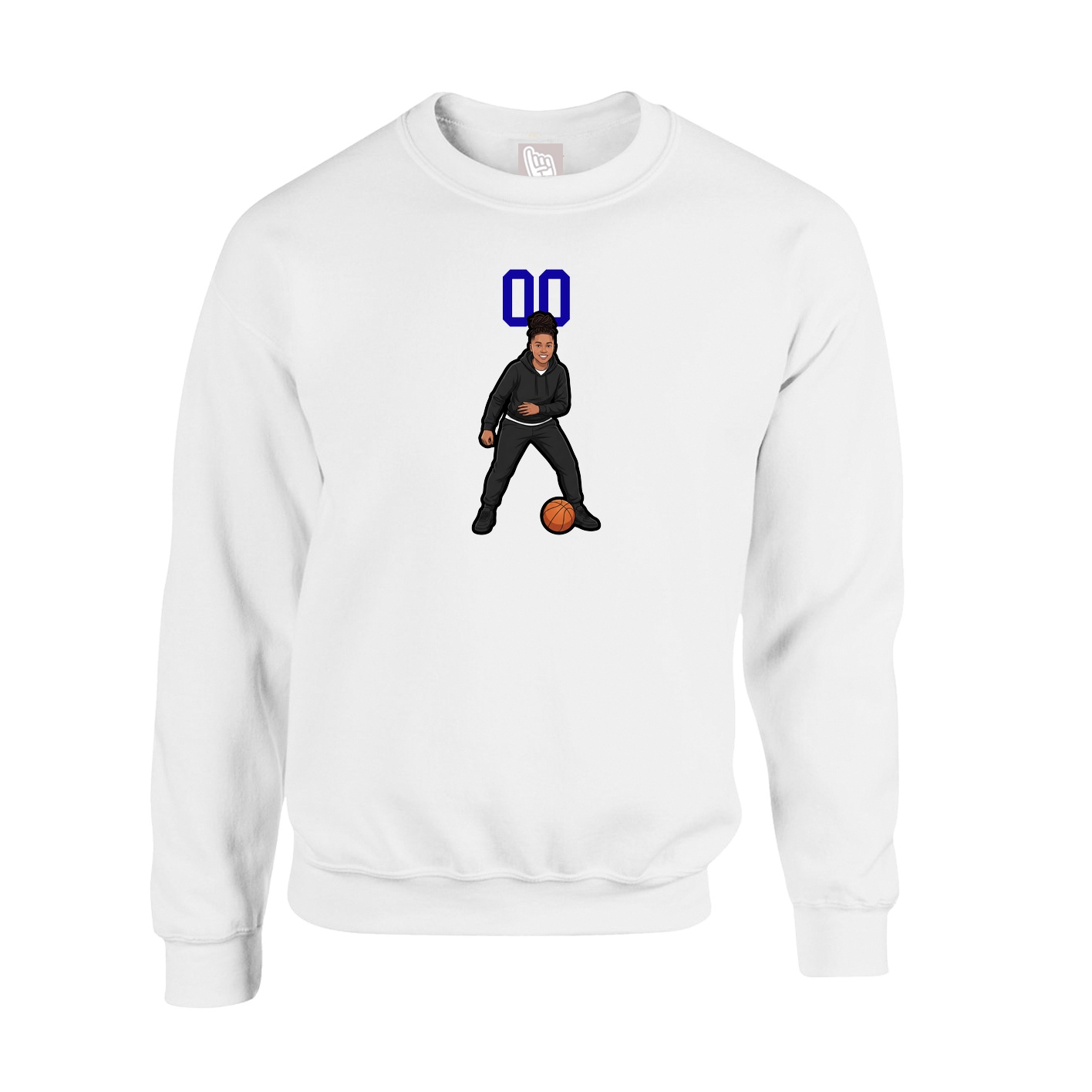 Fleece Crew — Number Top in White