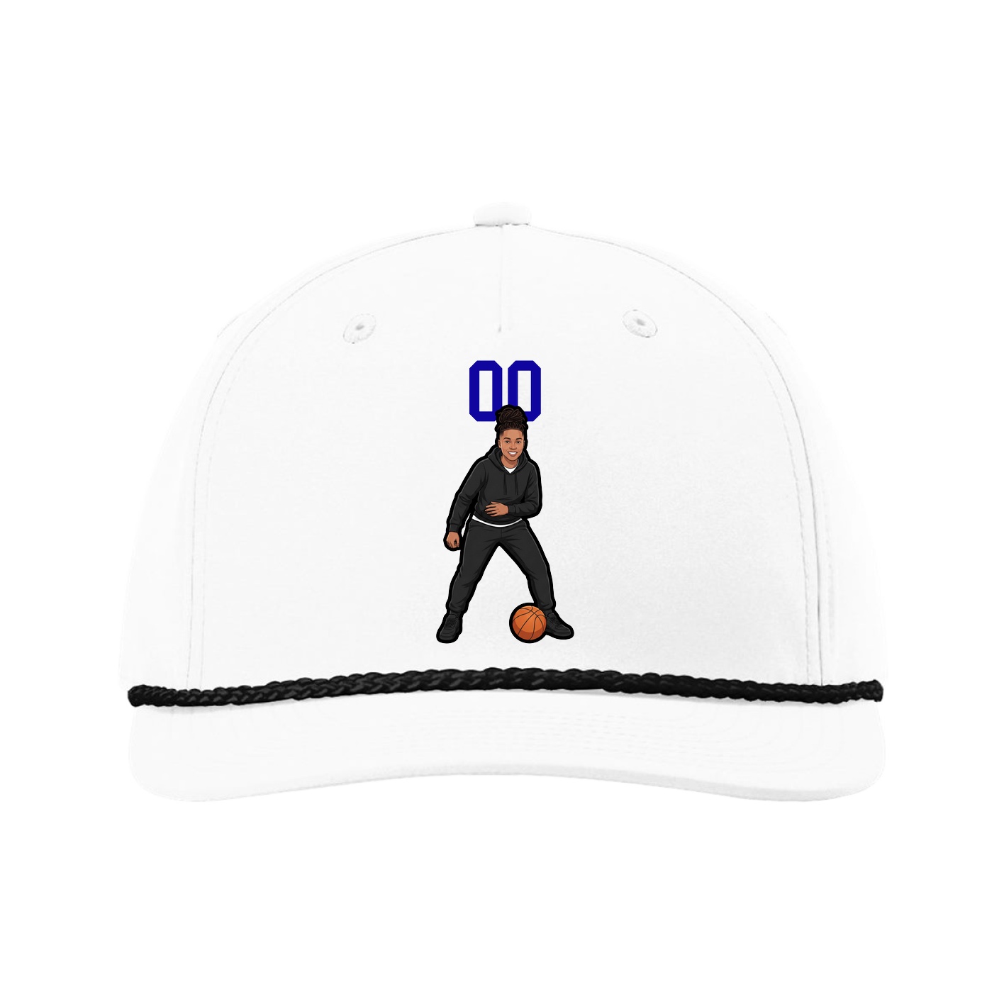 Five-Panel Classic Rope Cap — Number Top in White